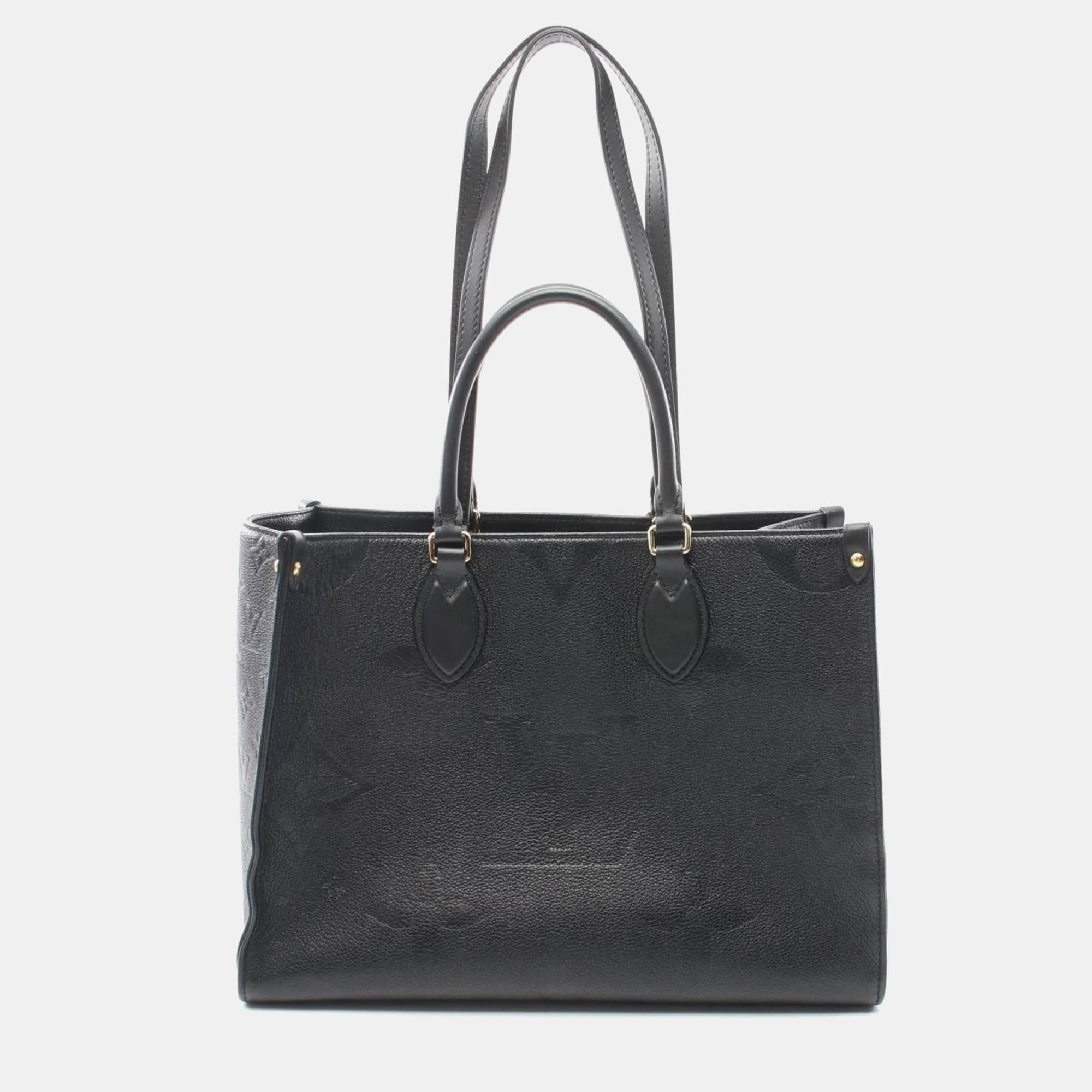

Louis Vuitton Black Leather MM Onthego Tote Bag
