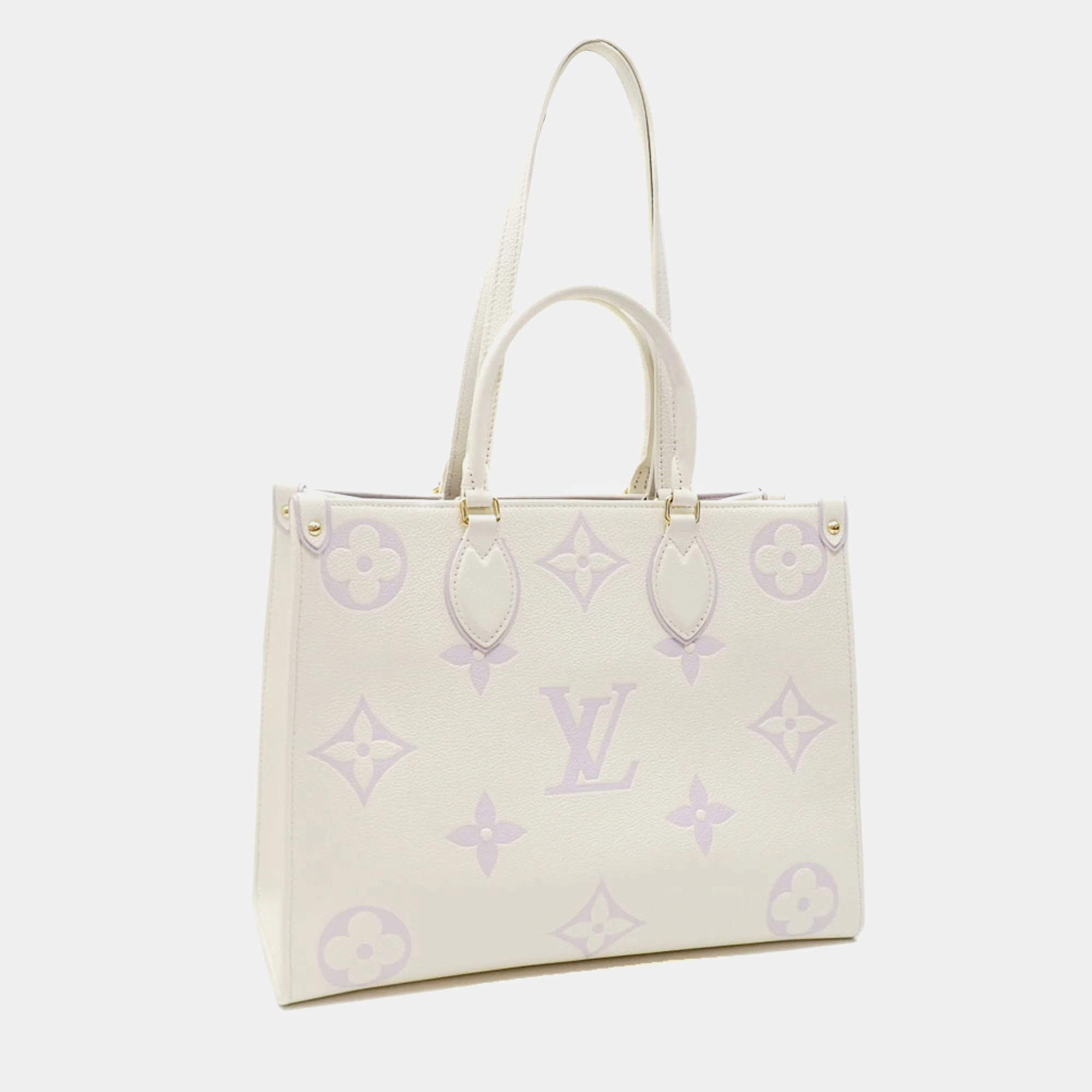 White Bicolor Monogram Empreinte Leather Onthego MM Tote Bag