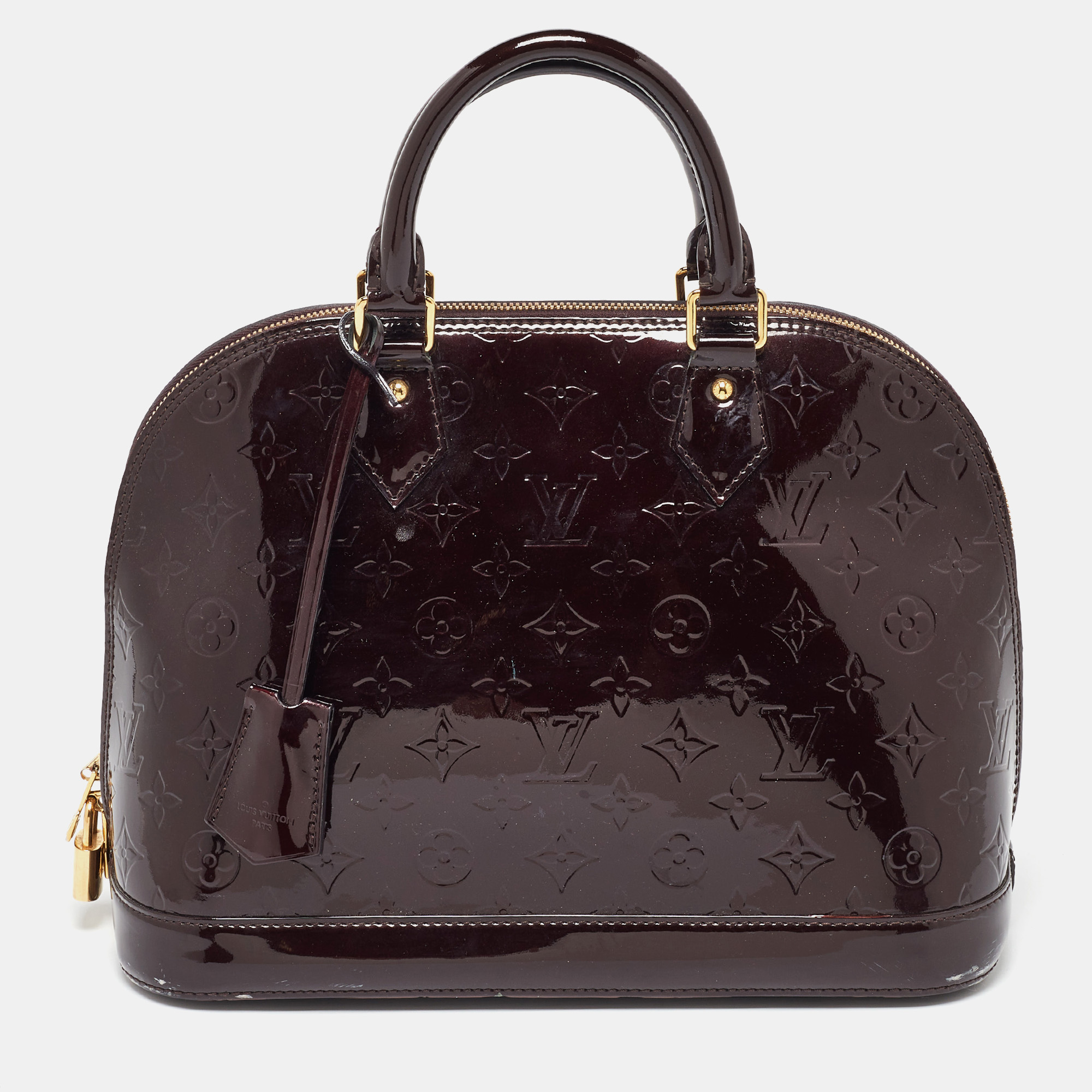 

Louis Vuitton Amarante Monogram Vernis Alma PM Bag, Burgundy