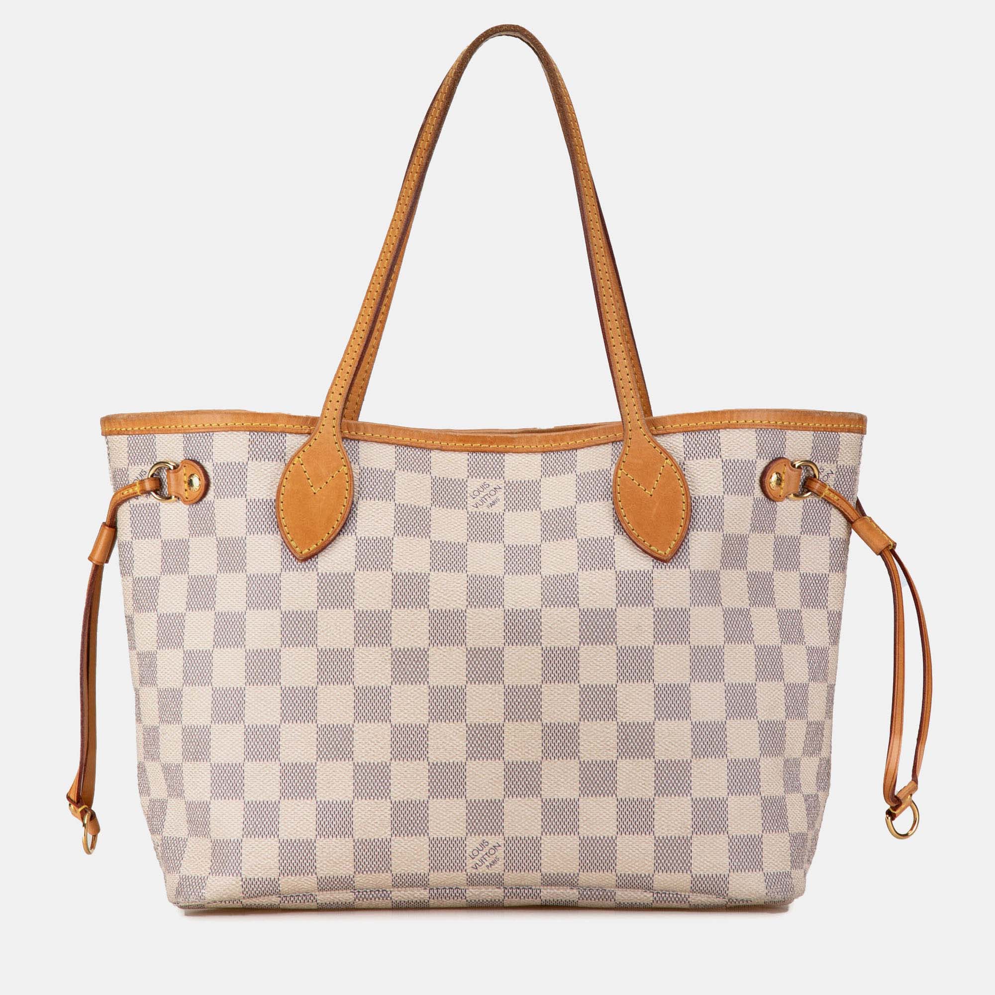 Pre-owned Louis Vuitton Damier Azur Neverfull Pm In Grey