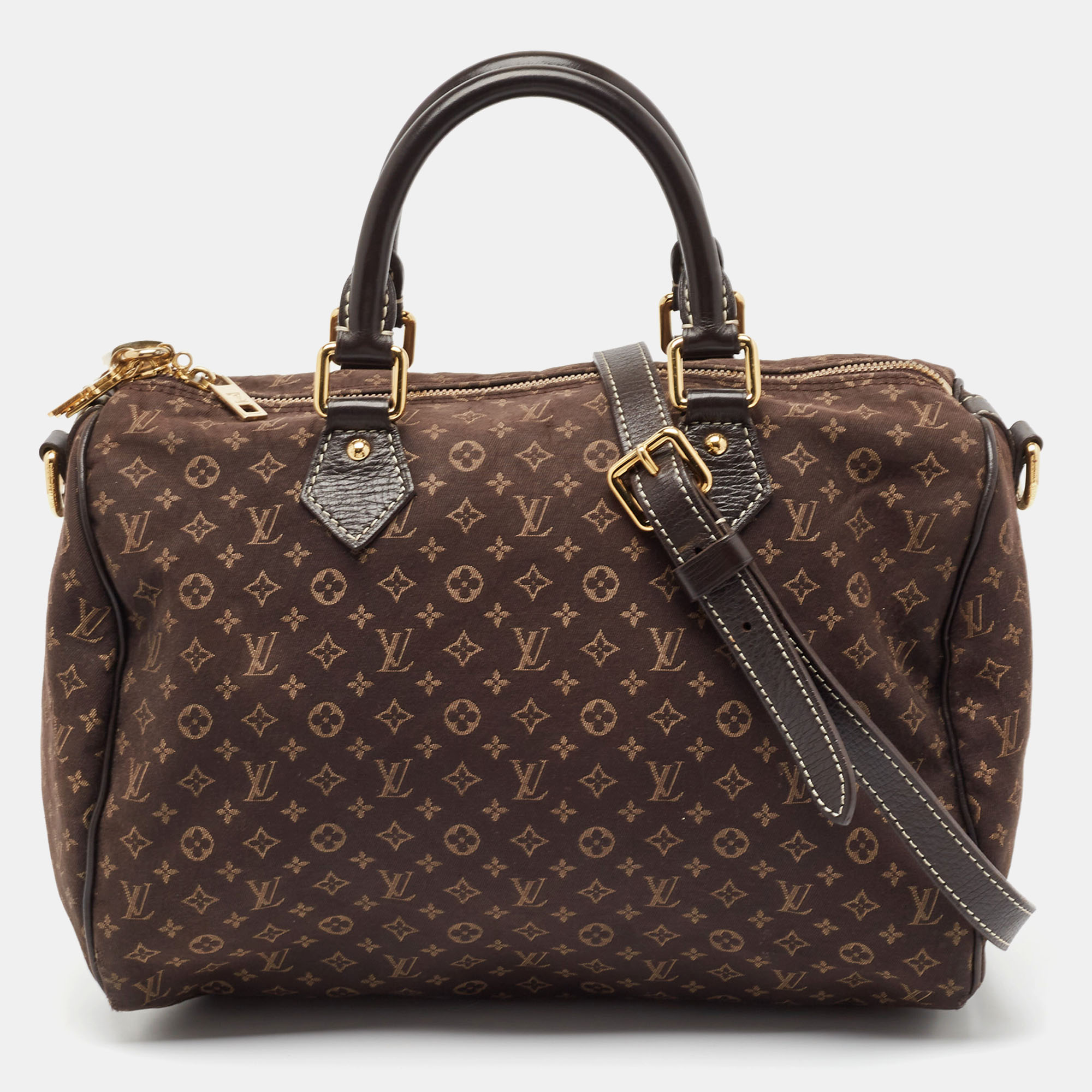 

Louis Vuitton Ebene Monogram Canvas Mini Lin Speedy 30 Bandouliere Bag, Brown