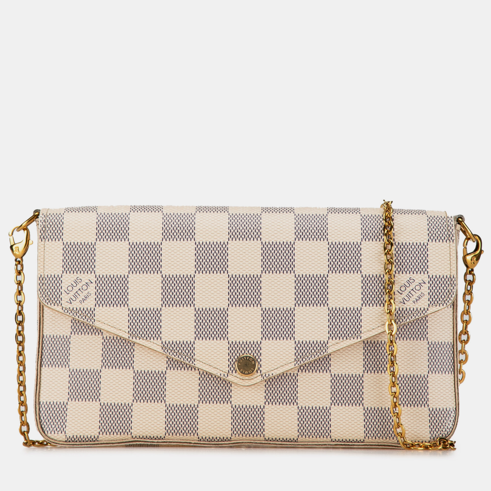 

Louis Vuitton Damier Azur Pochette Felicie Chain Shoulder Bag, White