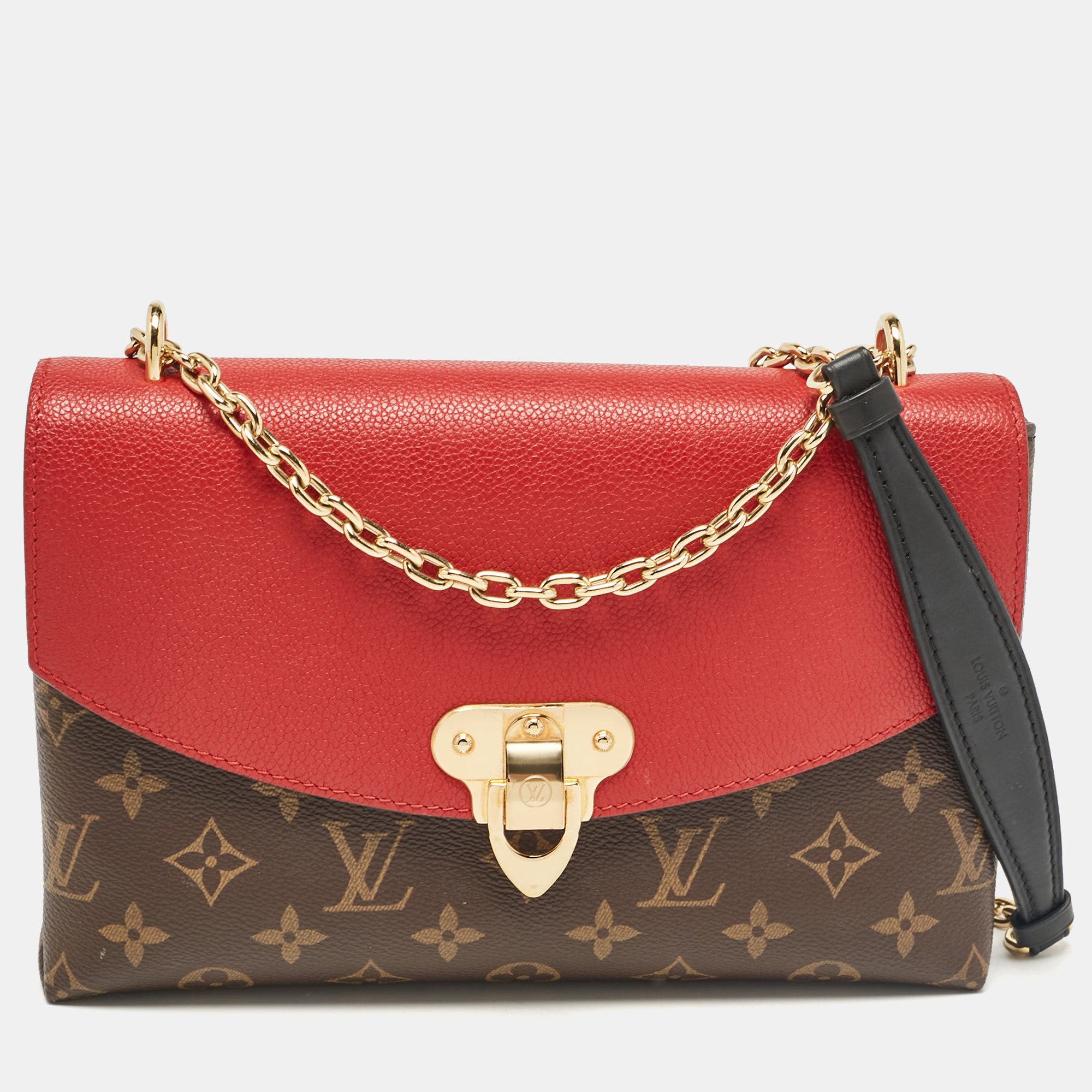 Pre-owned Louis Vuitton Cerise Monogram Canvas And Leather Saint Placide Bag In Red