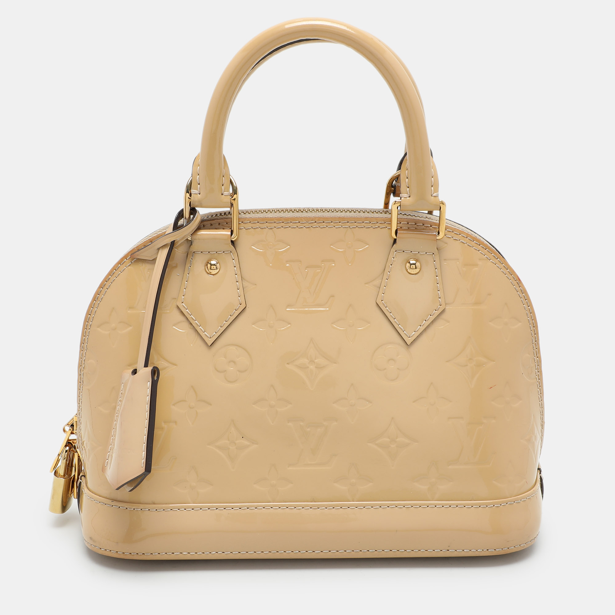 Pre-owned Louis Vuitton Beige Monogram Vernis Leather Alma Bb Bag