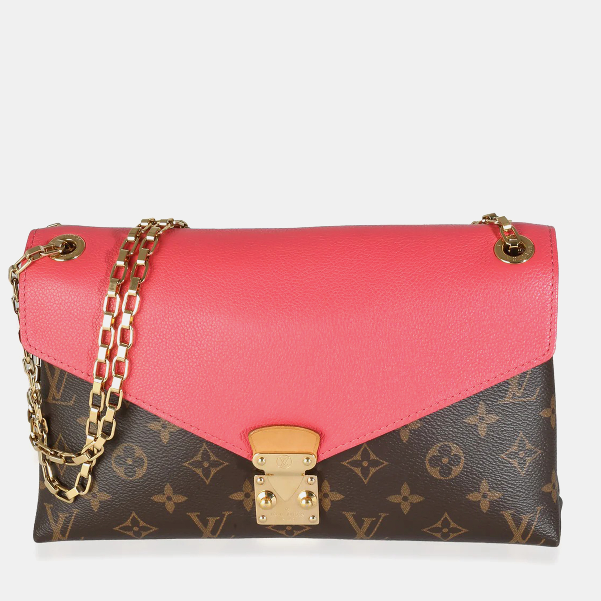 

Louis Vuitton Rose Litchi Monogram Canvas Pallas Chain Bag, Brown