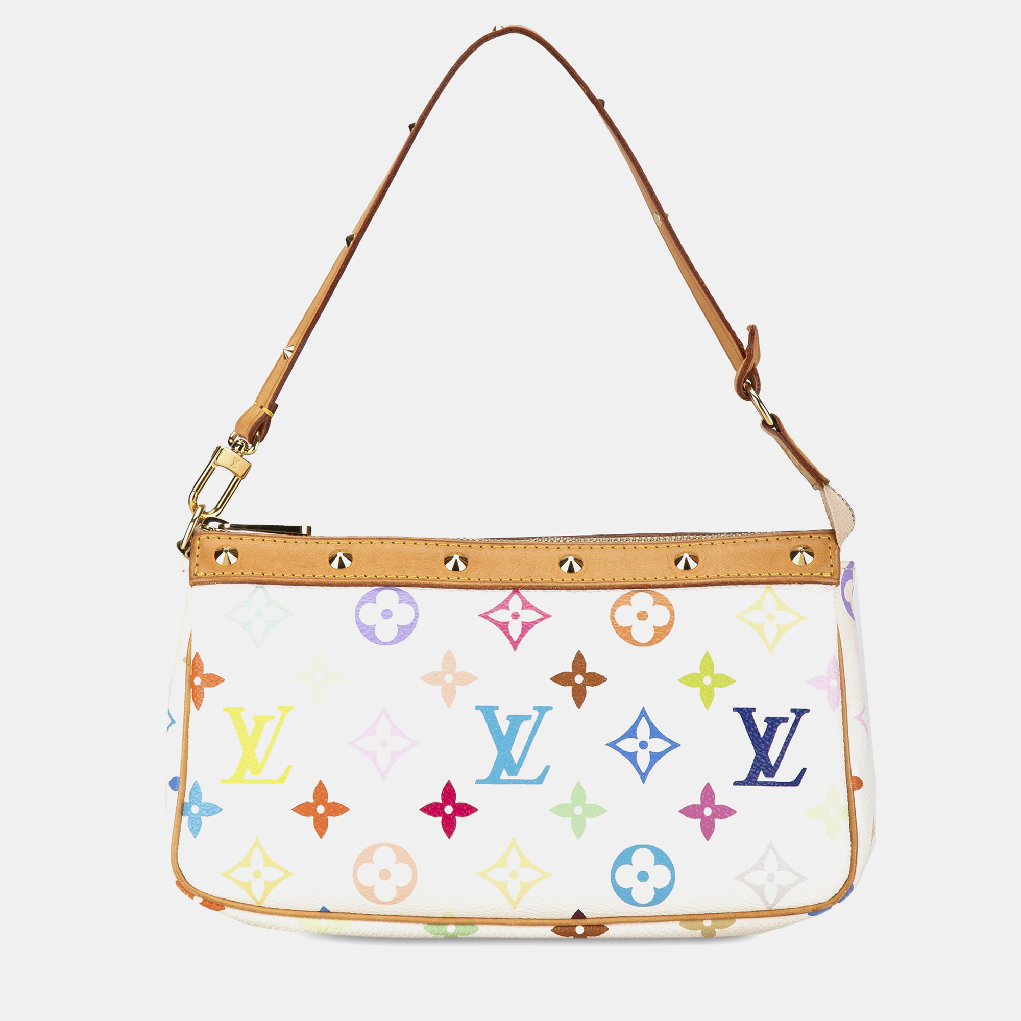 Pre-owned Louis Vuitton Monogram Multicolor Pochette Accessoires In White