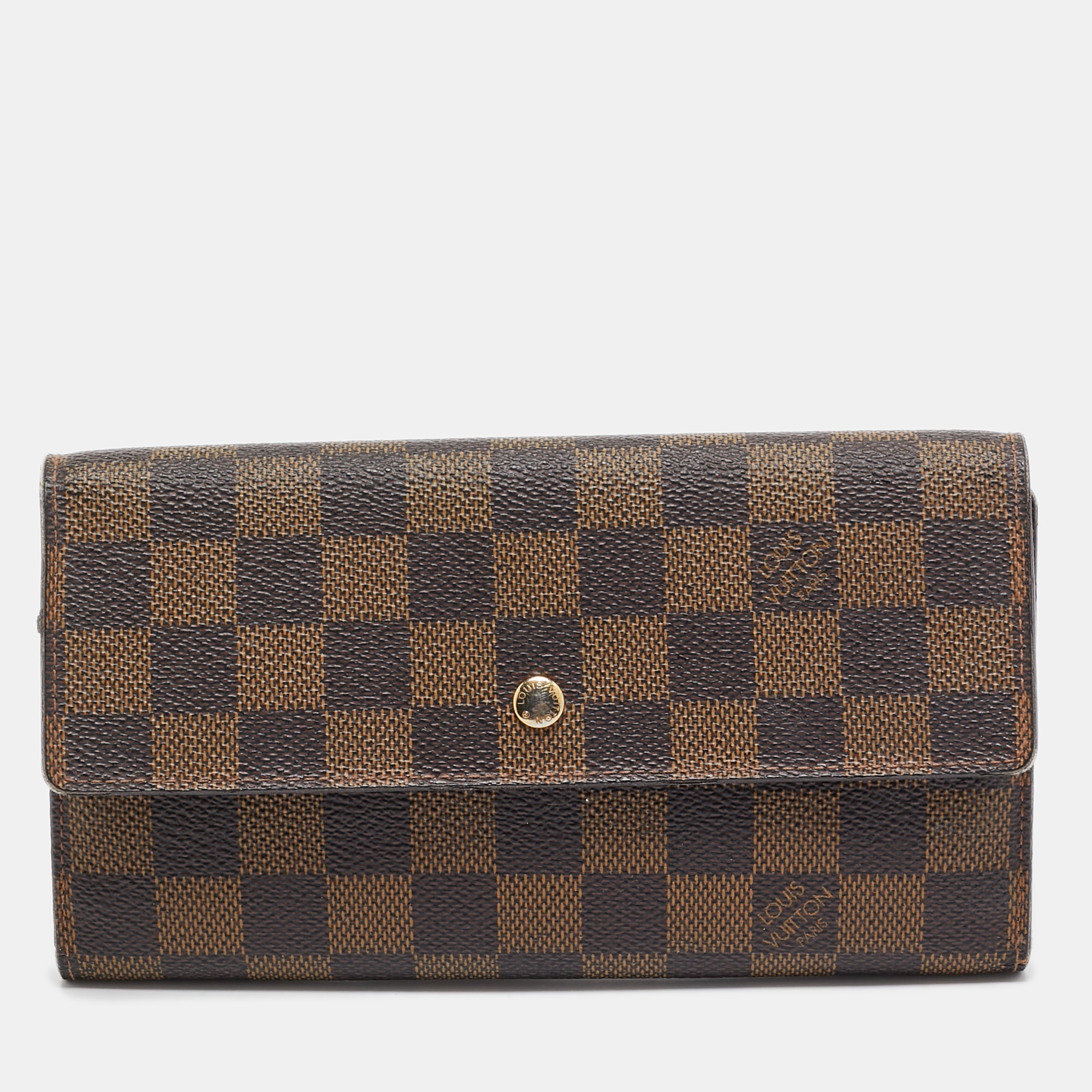 

Louis Vuitton Damier Ebene Canvas Porte-Tresor International Wallet, Brown