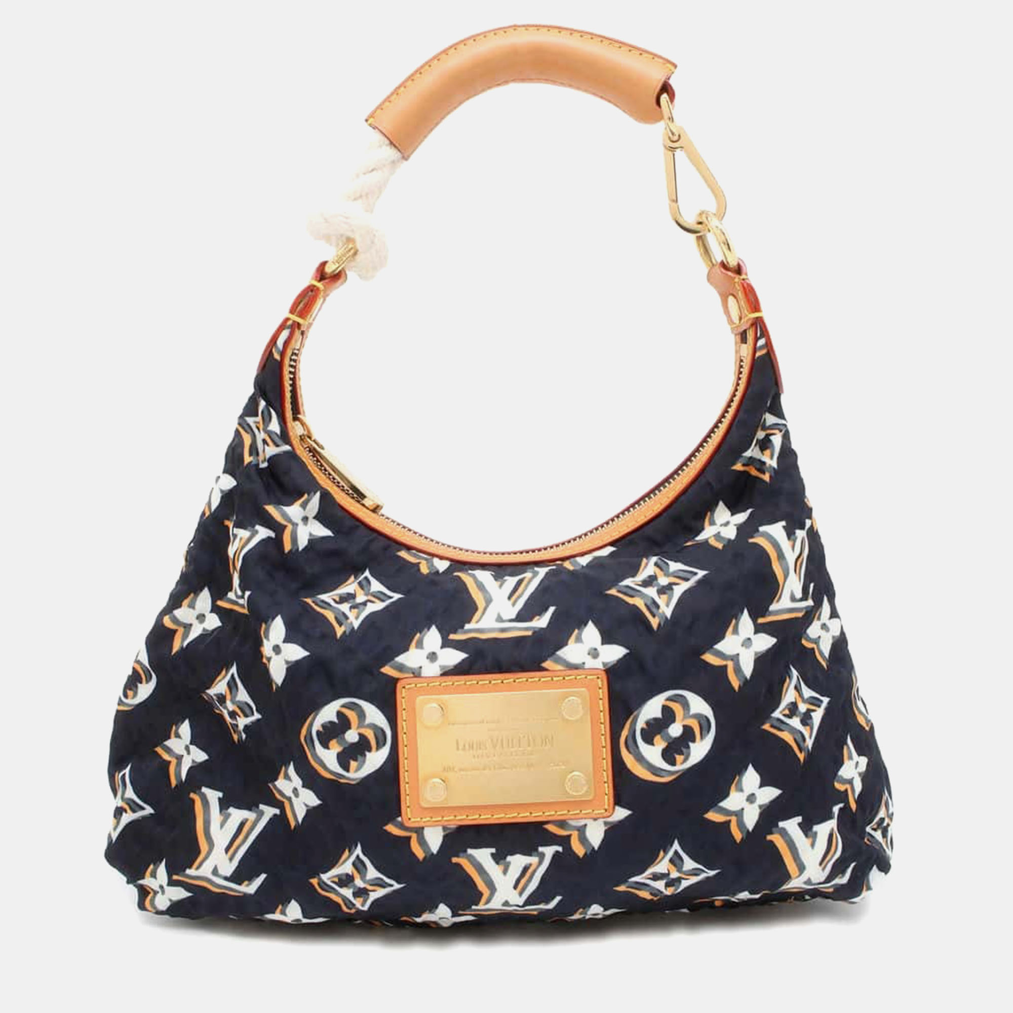 

Louis Vuitton Navy Blue Nylon Monogram Bulles Marine PM Hobo Bag, Black