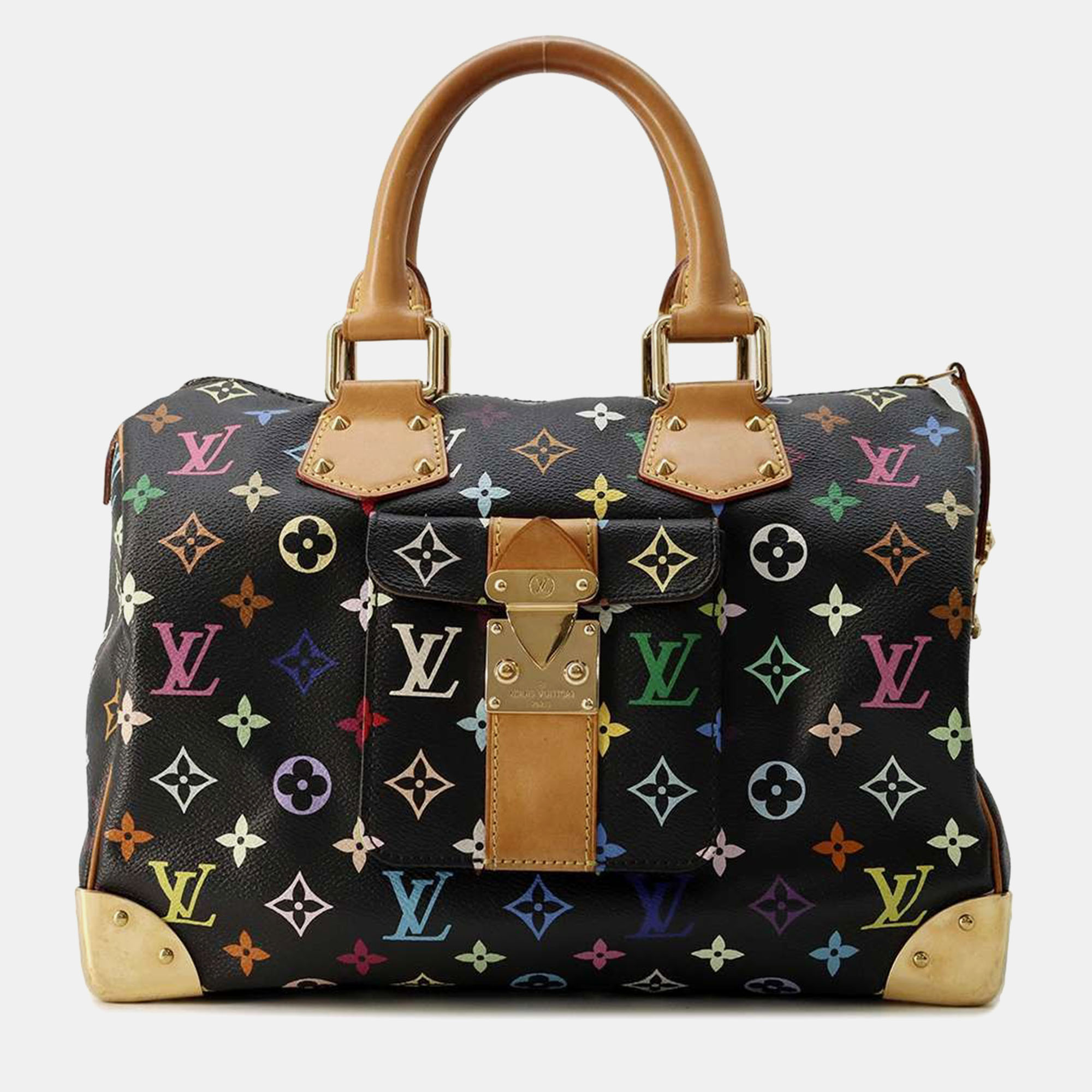 

Louis Vuitton Noir Monogram Multicolor Speedy Bag Size