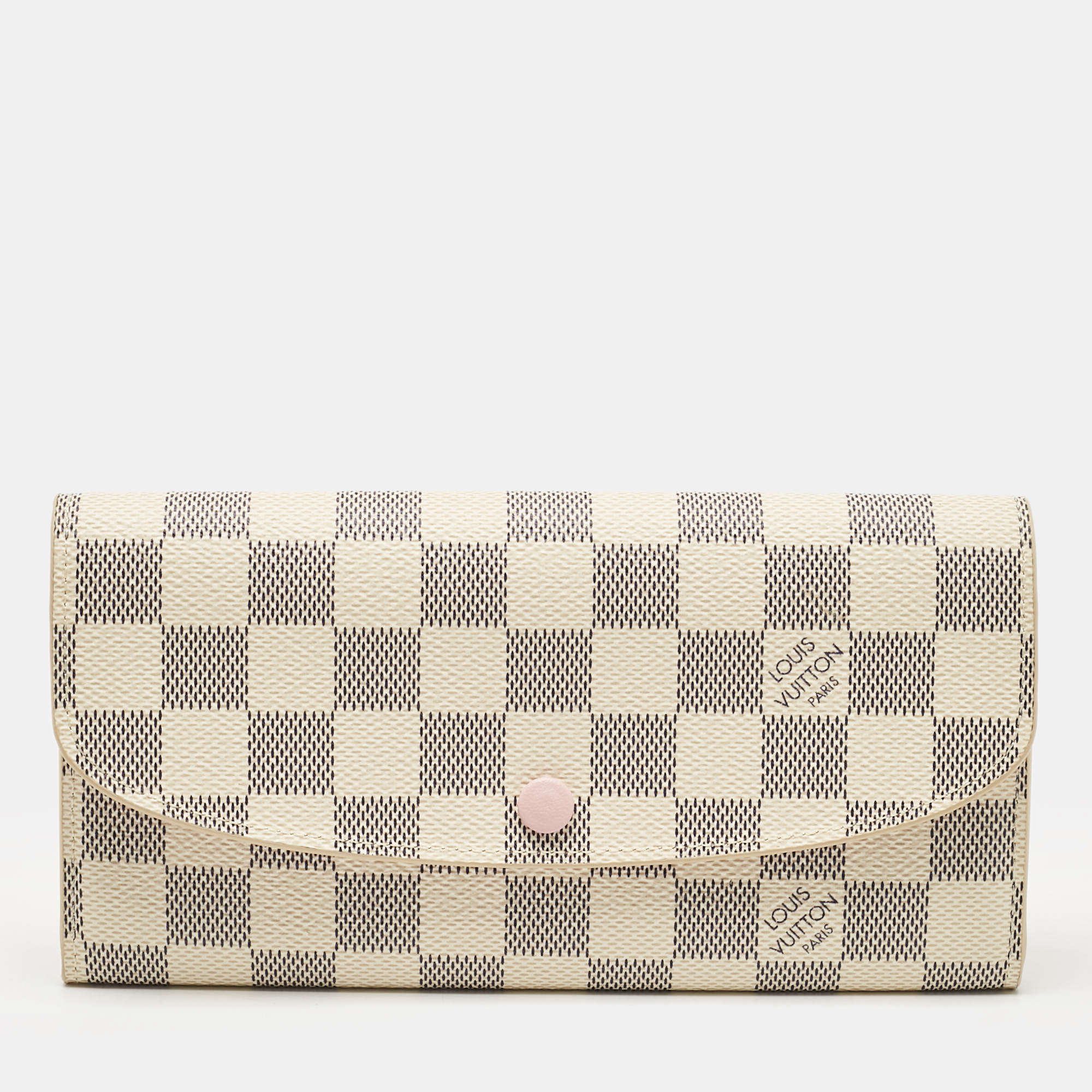 

Louis Vuitton Rose Ballerine Damier Azur Canvas Emilie Wallet, White