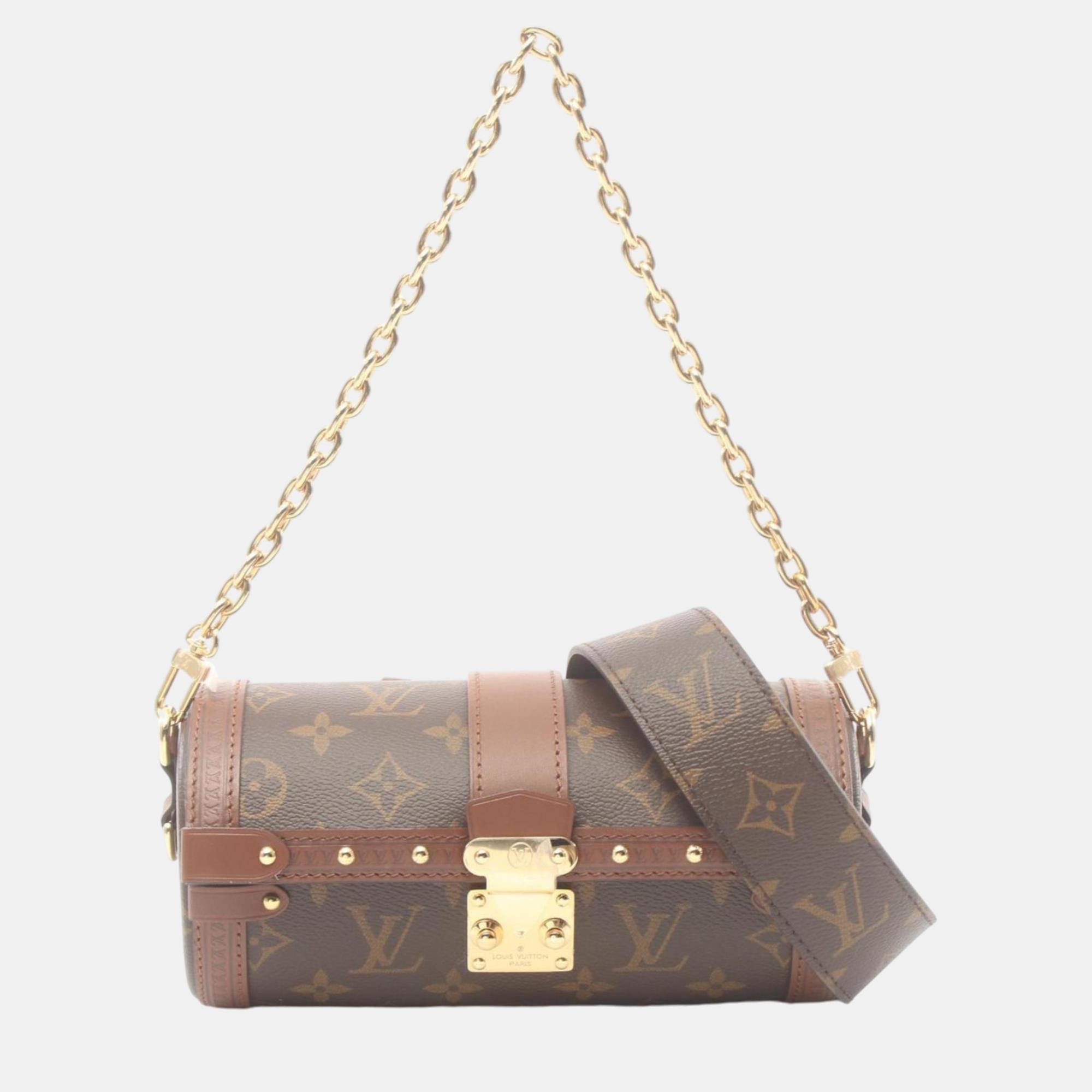 

Louis Vuitton Brown Coated Canvas Leather Papillon Trunk Monogram Shoulder Bag