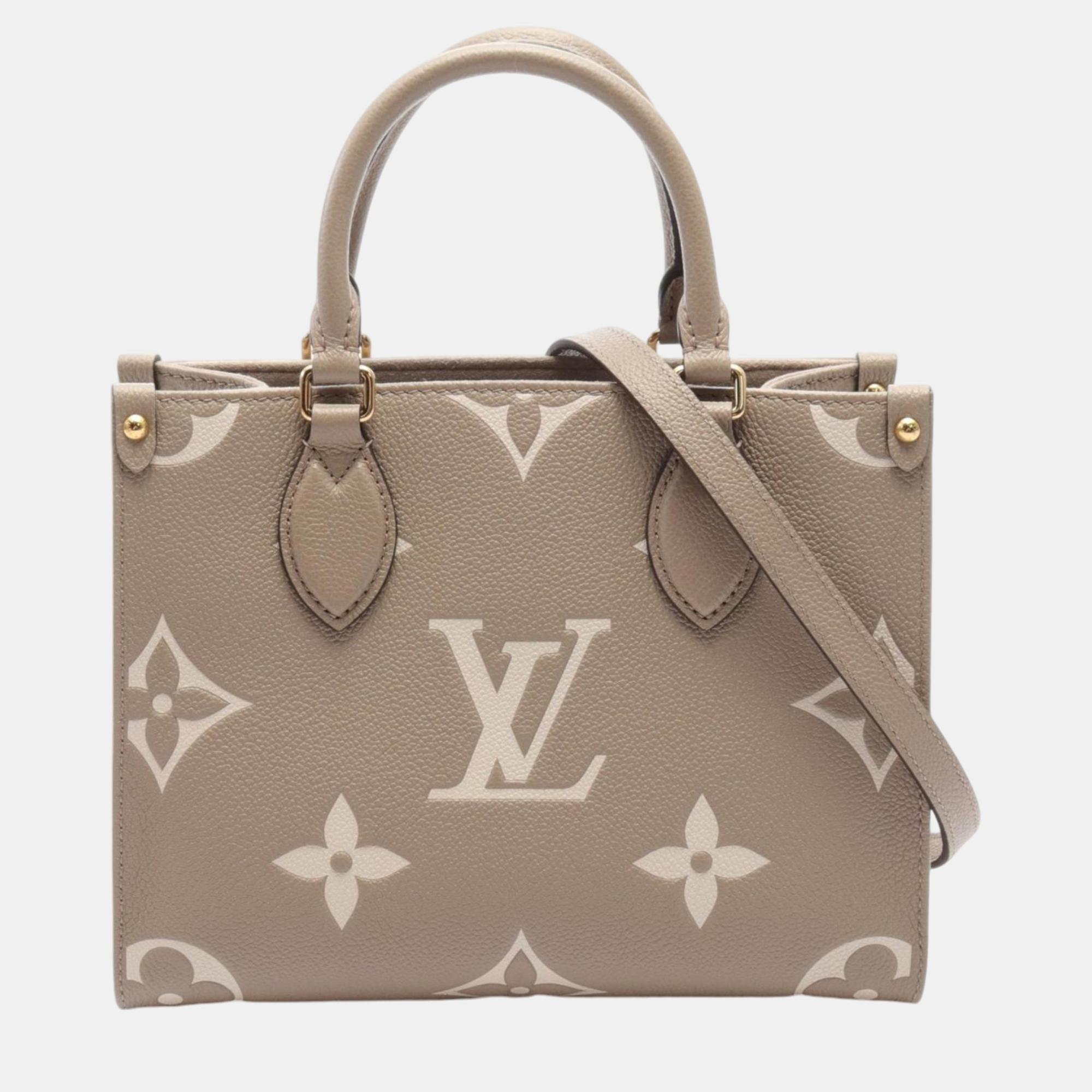 

Louis Vuitton Beige Ivory Leather Monogram Empreinte On the Go PM Handbag