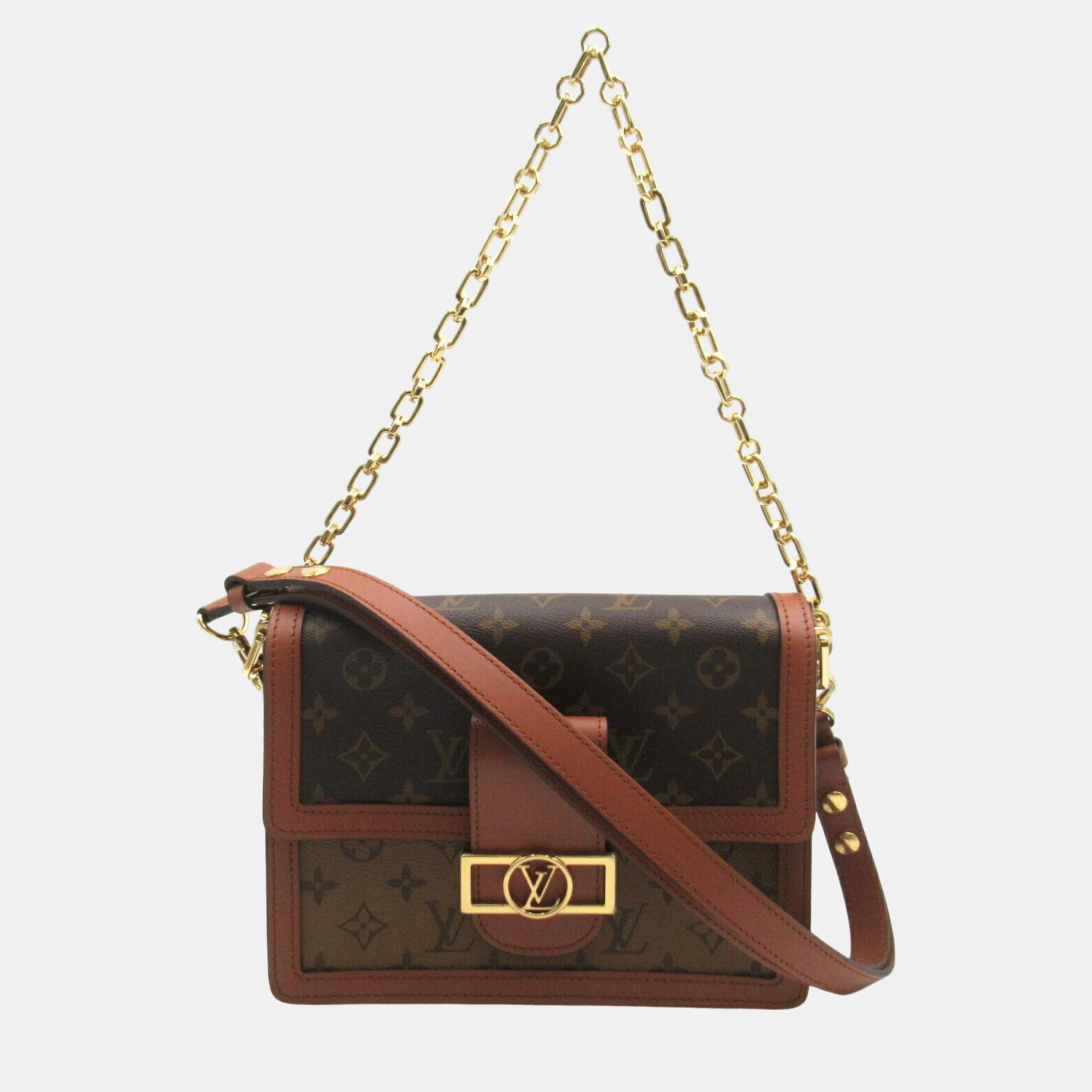 

Louis Vuitton Brown Monogram Reverse Coated Canvas Dauphine MM Shoulder Bag