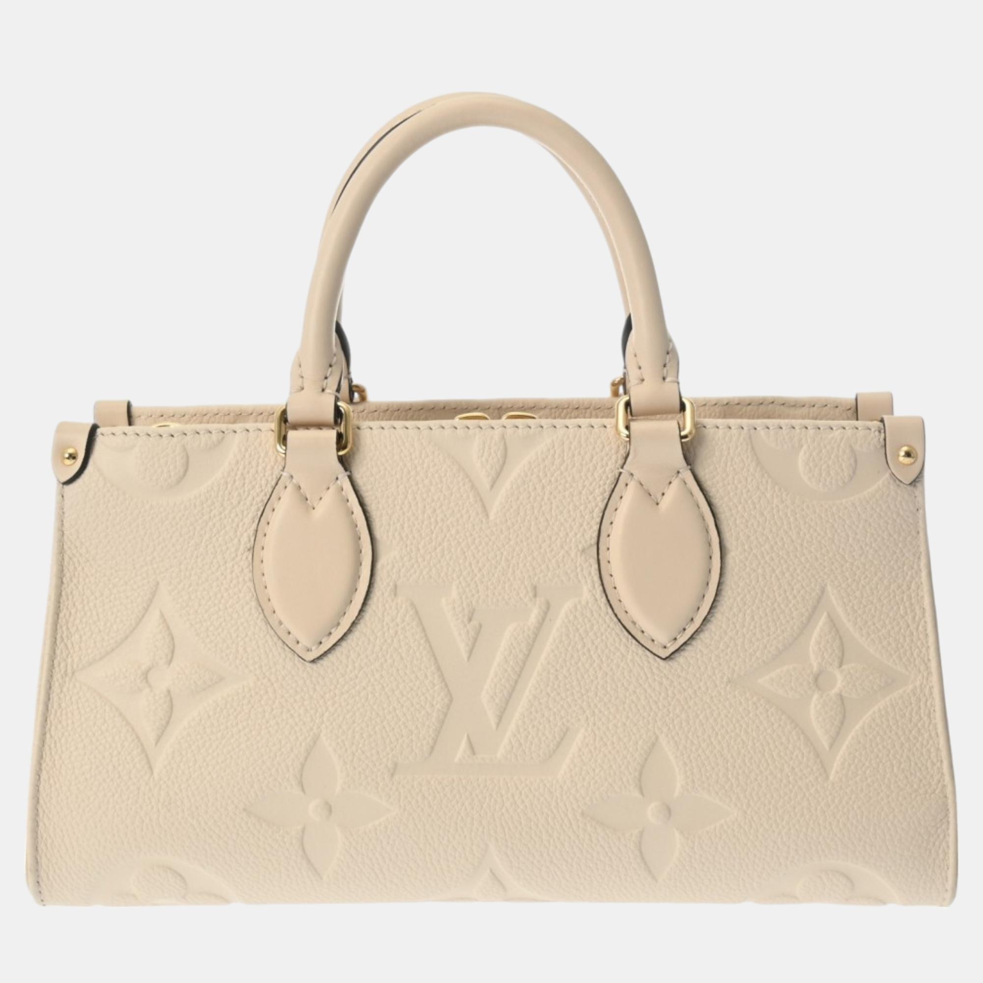 

Louis Vuitton Creme Leather Monogram Empreinte On the Go Handbag, Cream