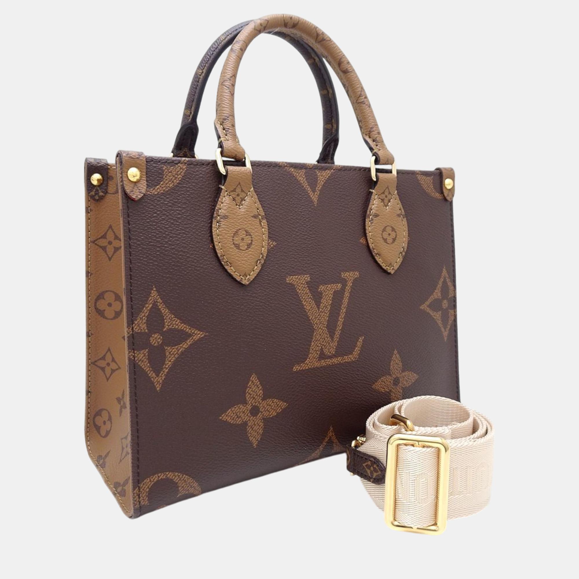 Pre-owned Louis Vuitton Brown Monogram Reverse On The Go Pm Bag