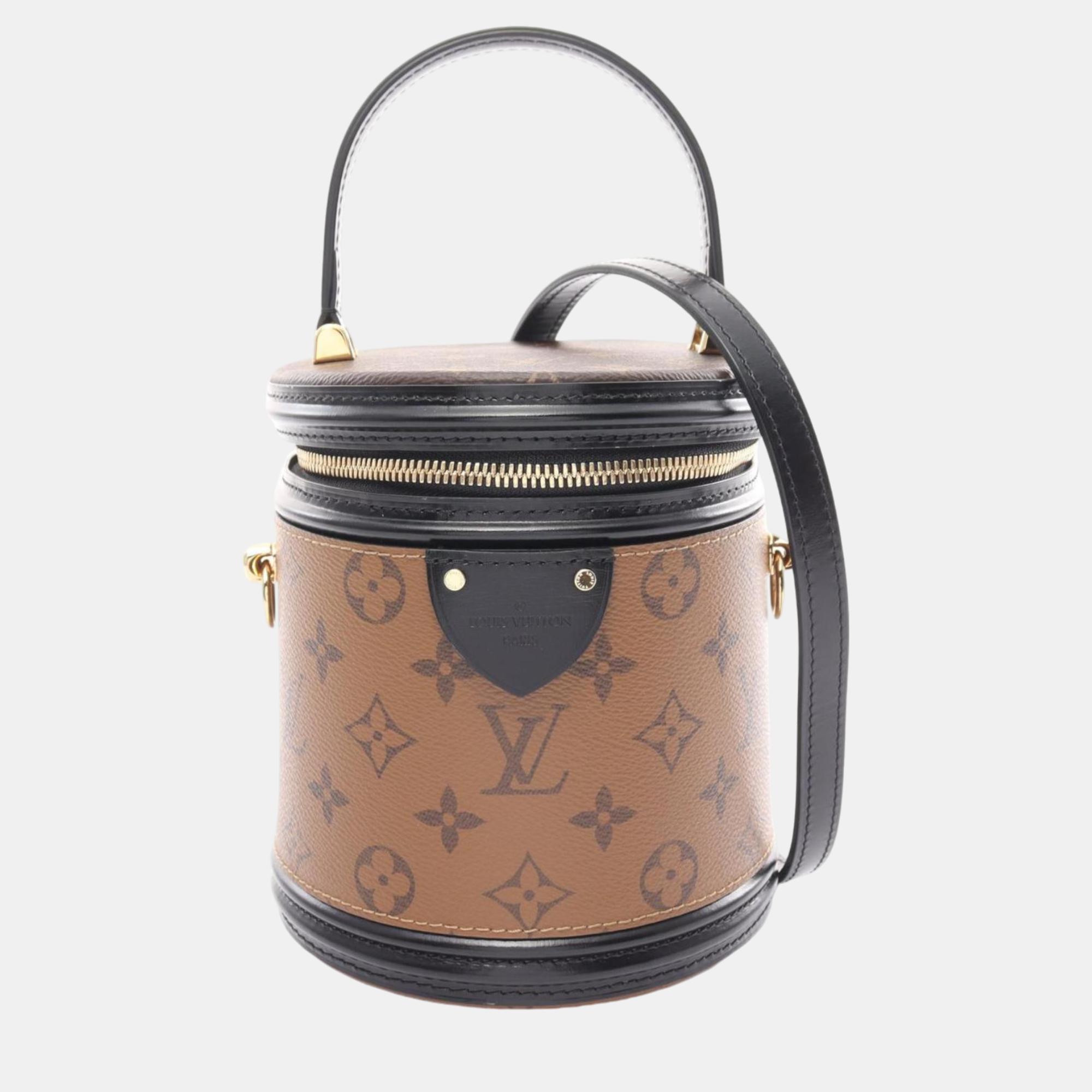 

Louis Vuitton Brown Black Coated Canvas Leather Monogram Reverse Cannes Handbag Bag