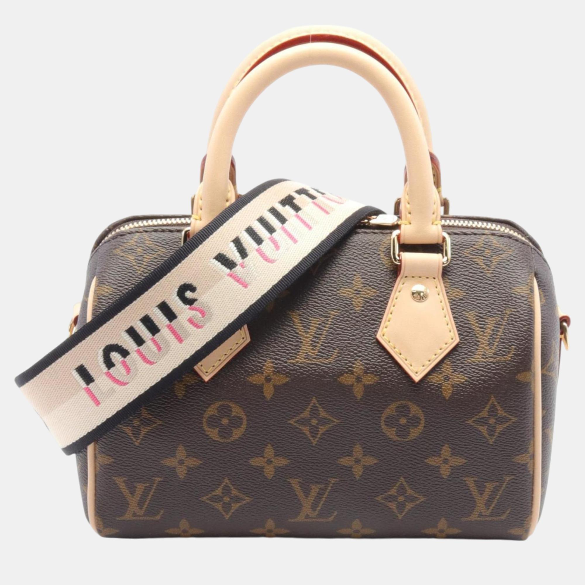 

Louis Vuitton Brown Coated Canvas Leather Monogram Speedy Bandouliere 20 Handbag