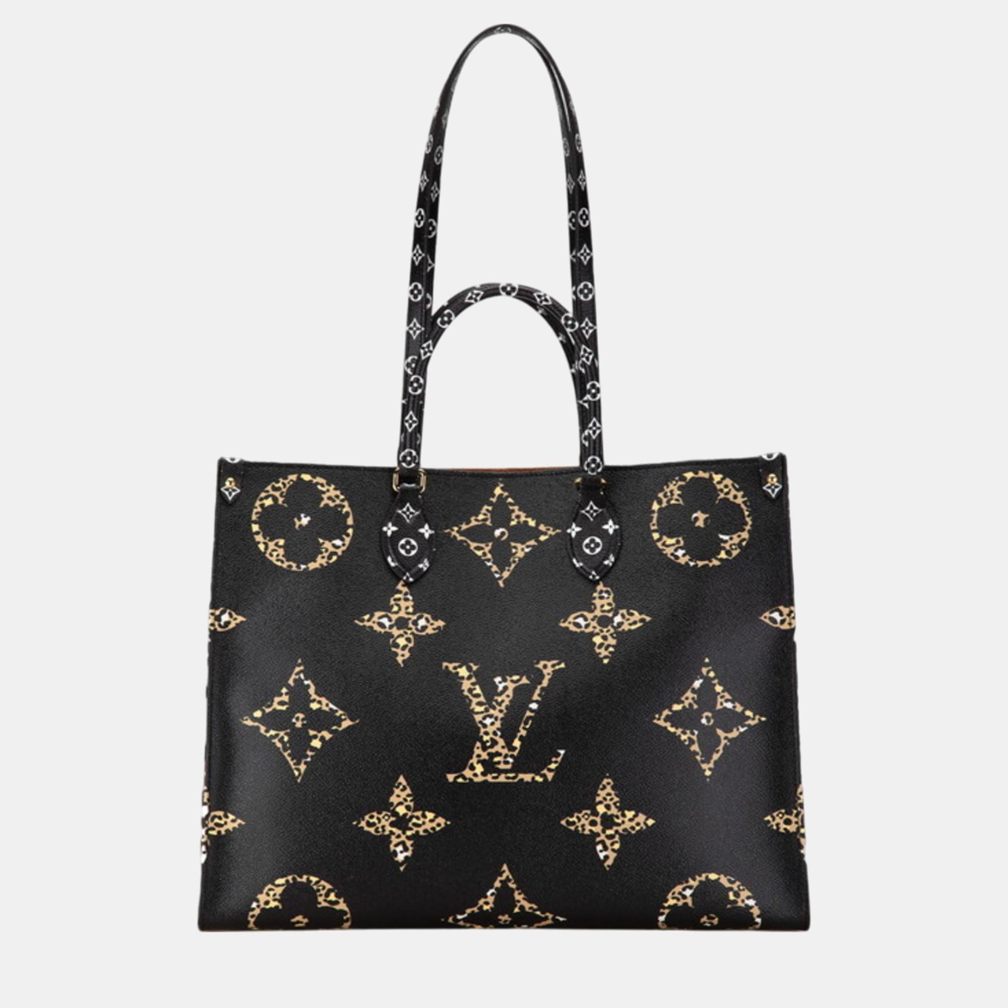 

Louis Vuitton Camel Black Multicolor PVC Monogram Giant Jungle On the Go GM Tote Bag