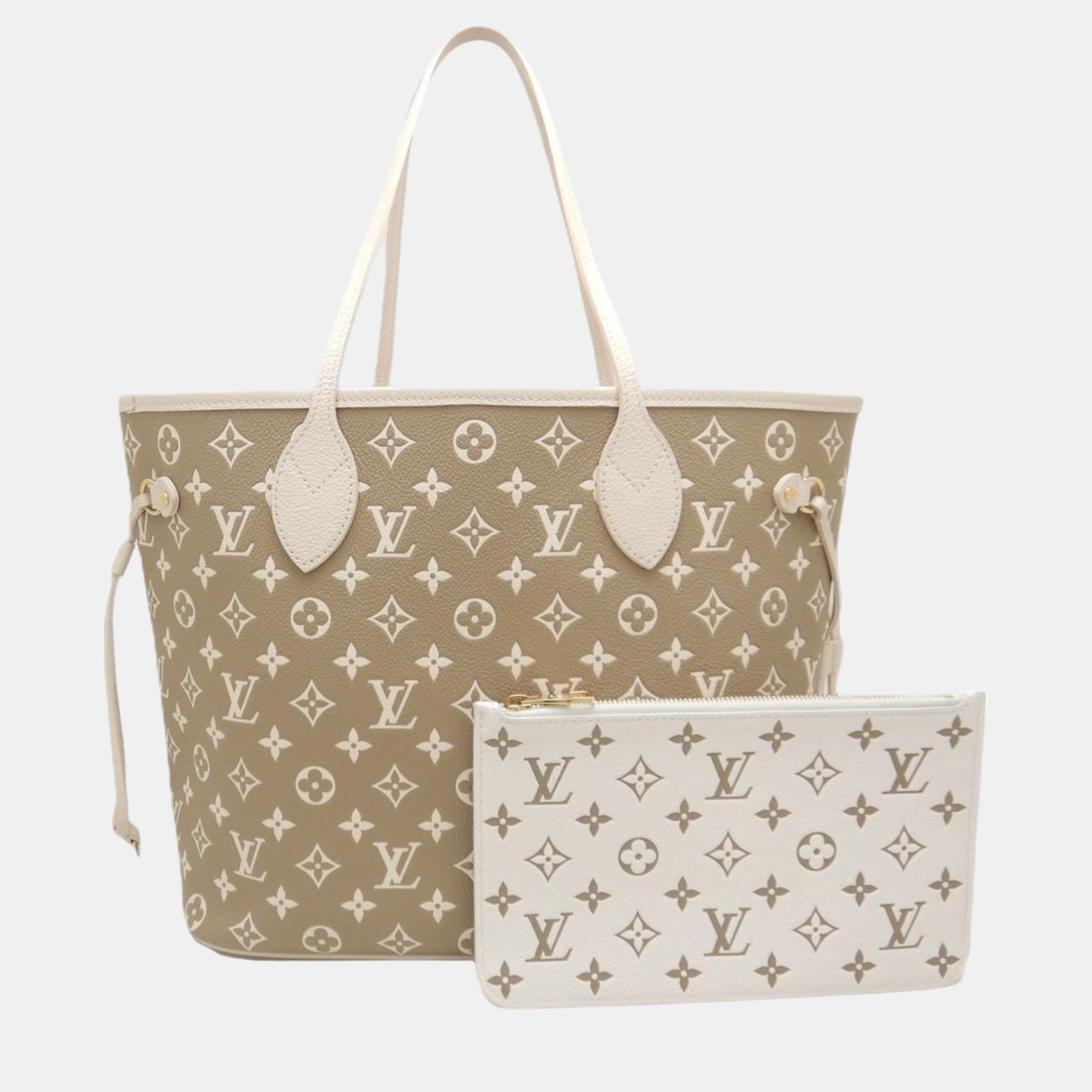 

Louis Vuitton Beige Khaki Bicolor Monogram Empreinte Neverfull MM Tote Bag