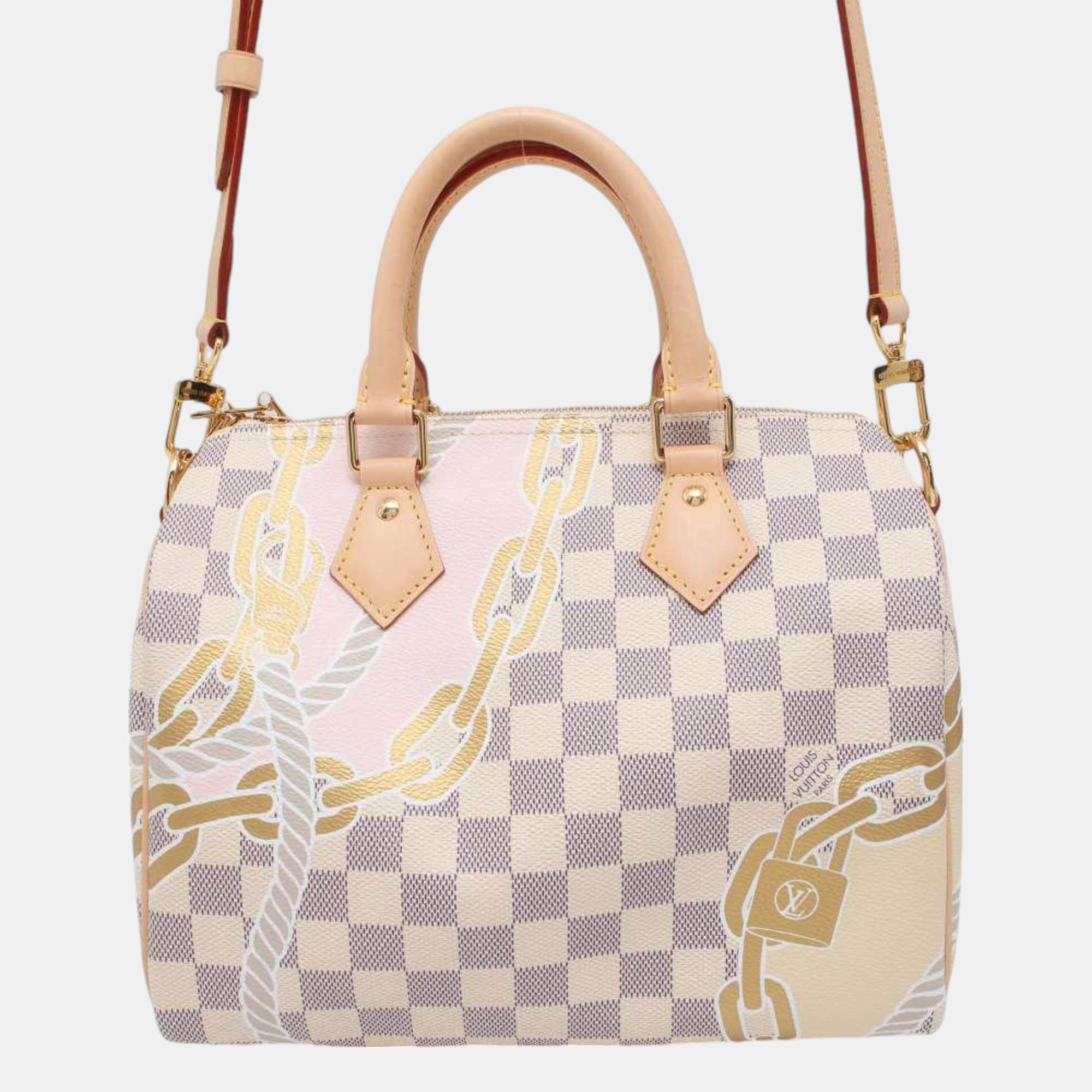 

Louis Vuitton Damier Azur Speedy Bandouliere 25 Nautical Handbag, Beige