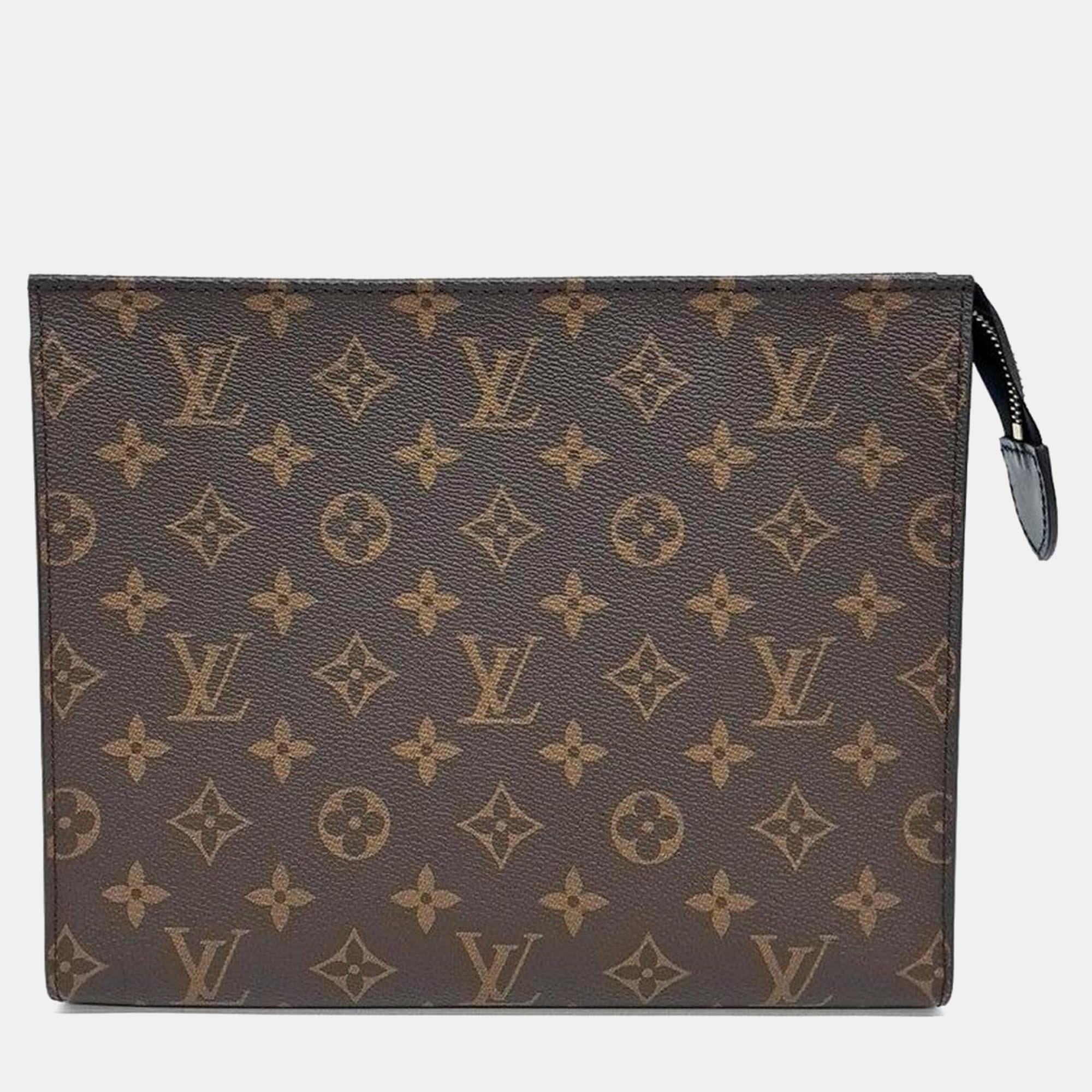 Pre-owned Louis Vuitton Monogram Pochette Toilet Nm Bag In Brown