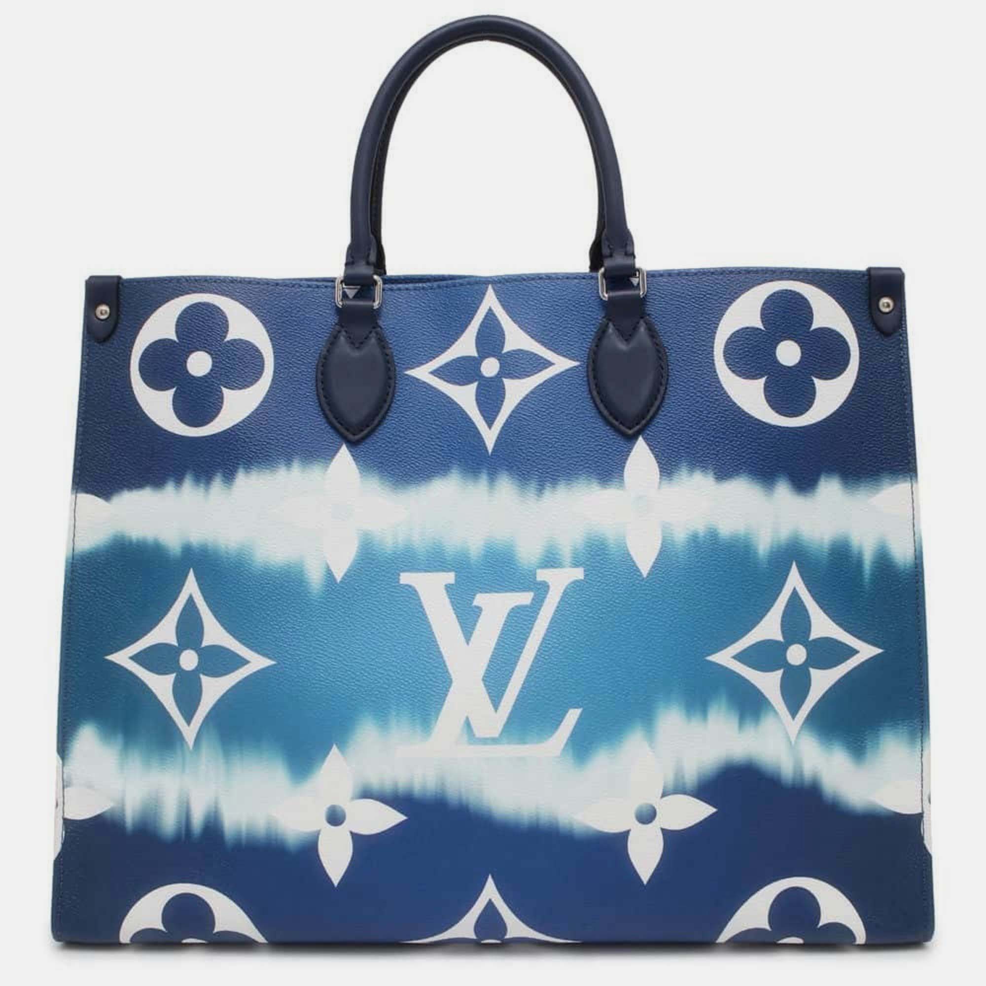 

Louis Vuitton Blue Coated Canvas Escale LE Onthego GM Tote Bag