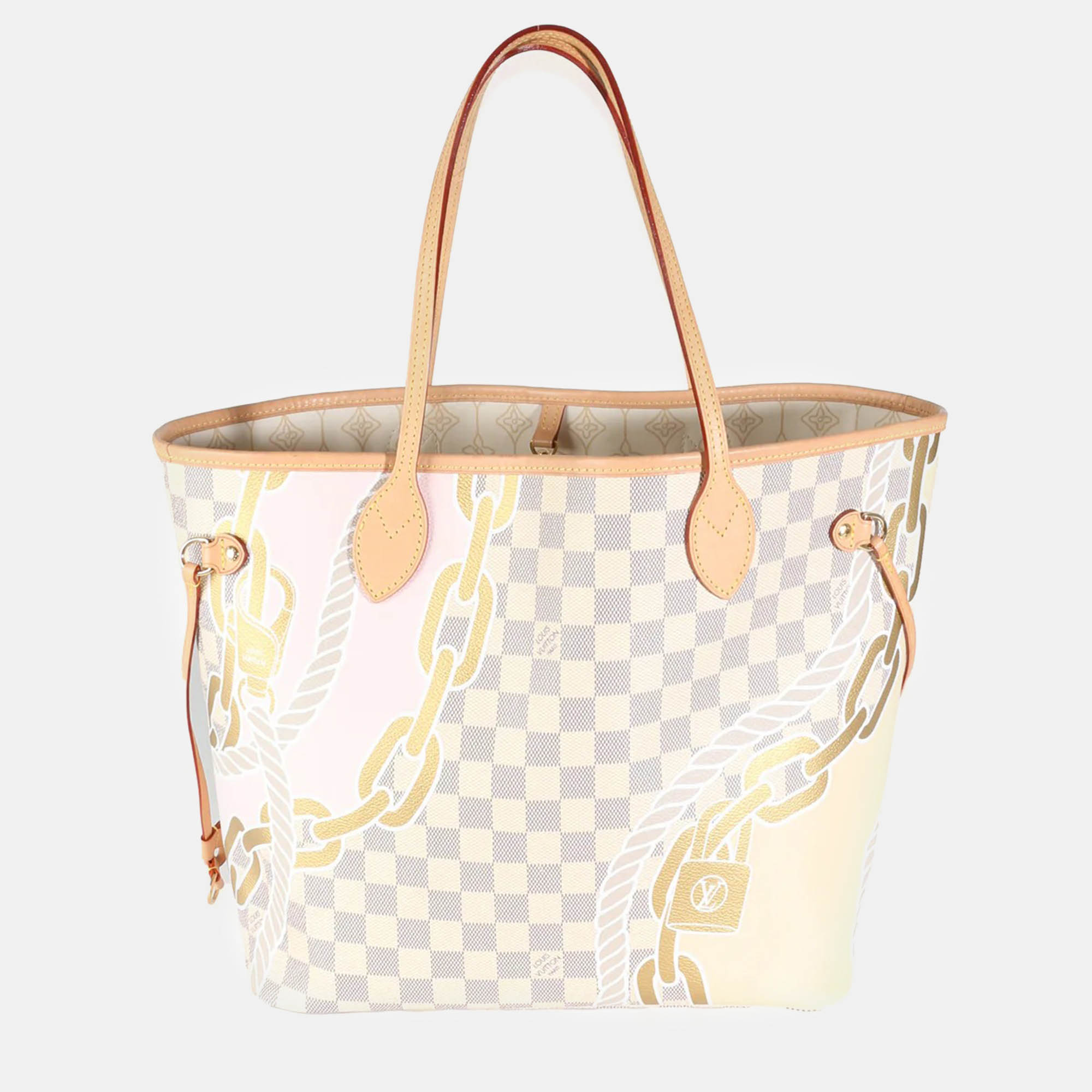 

Louis Vuitton Damier Azur Canvas Nautical Neverfull MM Tote Bag, White