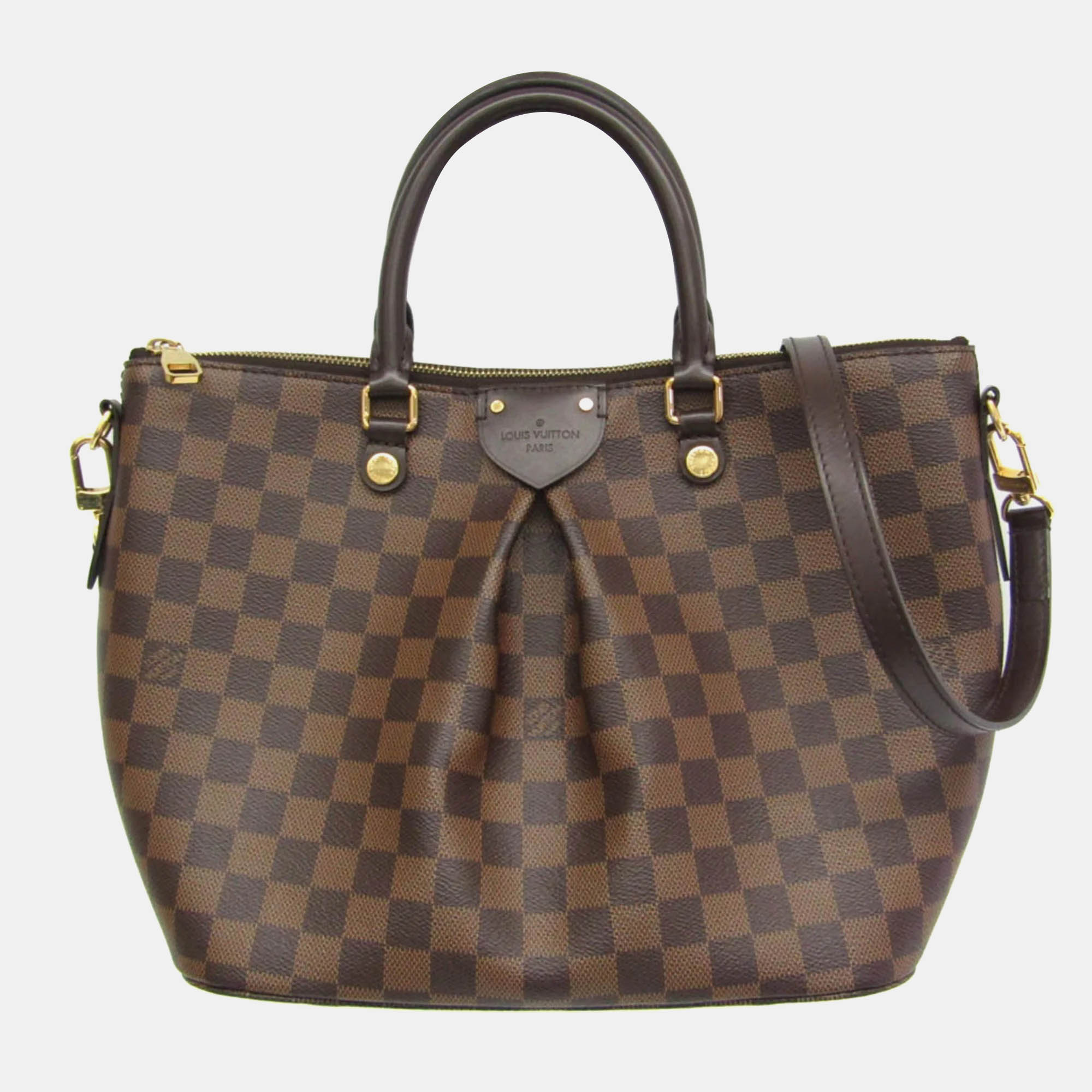 Pre-owned Louis Vuitton Brown Damier Ebene Canvas Siena Mm Tote Bag