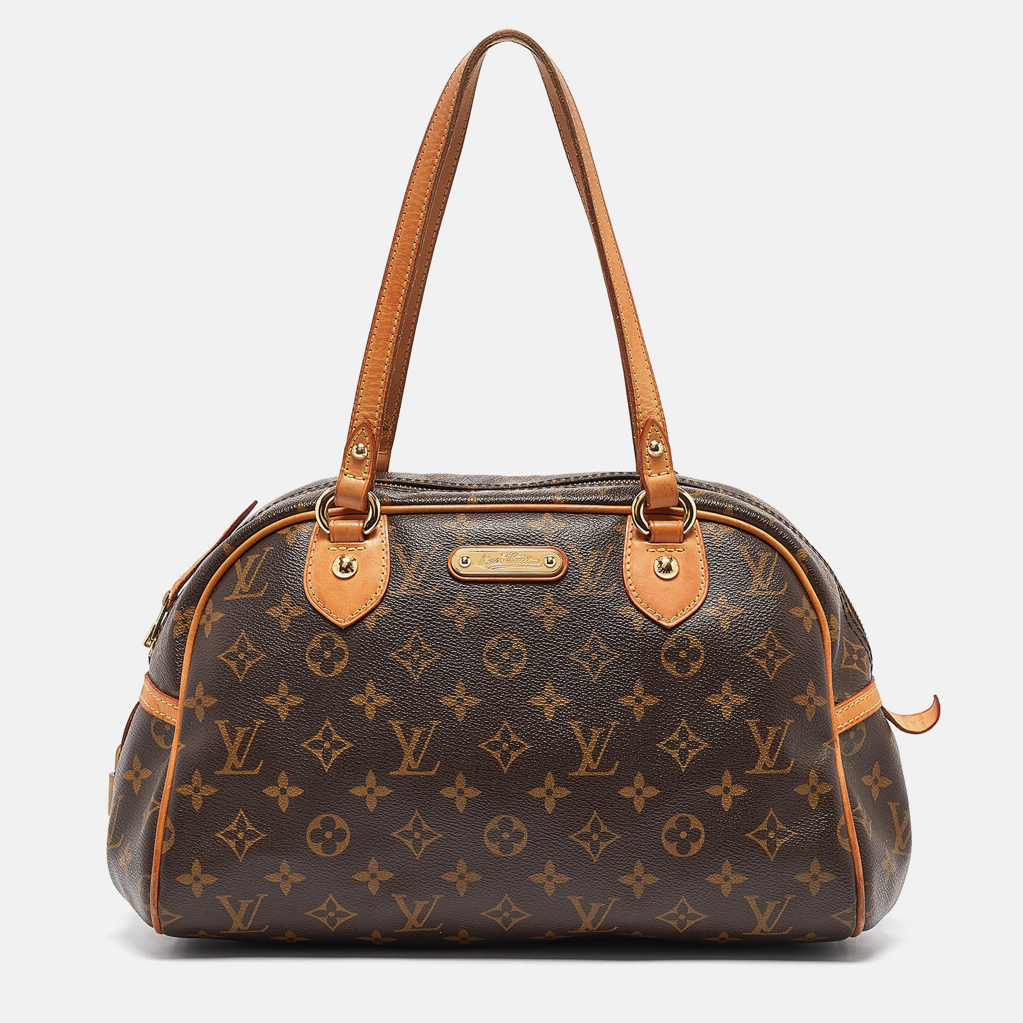 Pre-owned Louis Vuitton Monogram Canvas And Leather Montorgueil Pm Bag In Brown