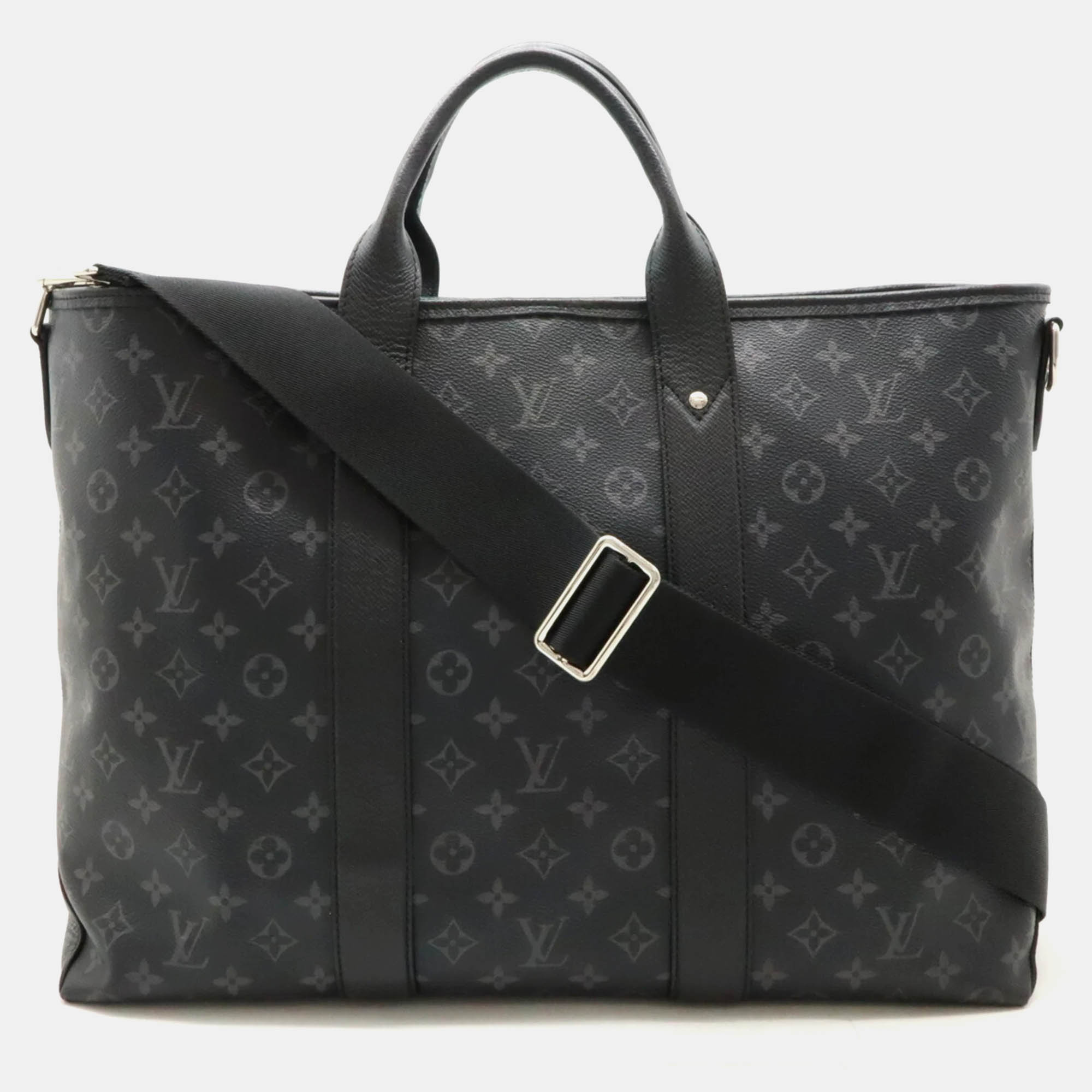 Pre-owned Louis Vuitton Monogram Eclipse Weekend Nm Tote Bag In Black