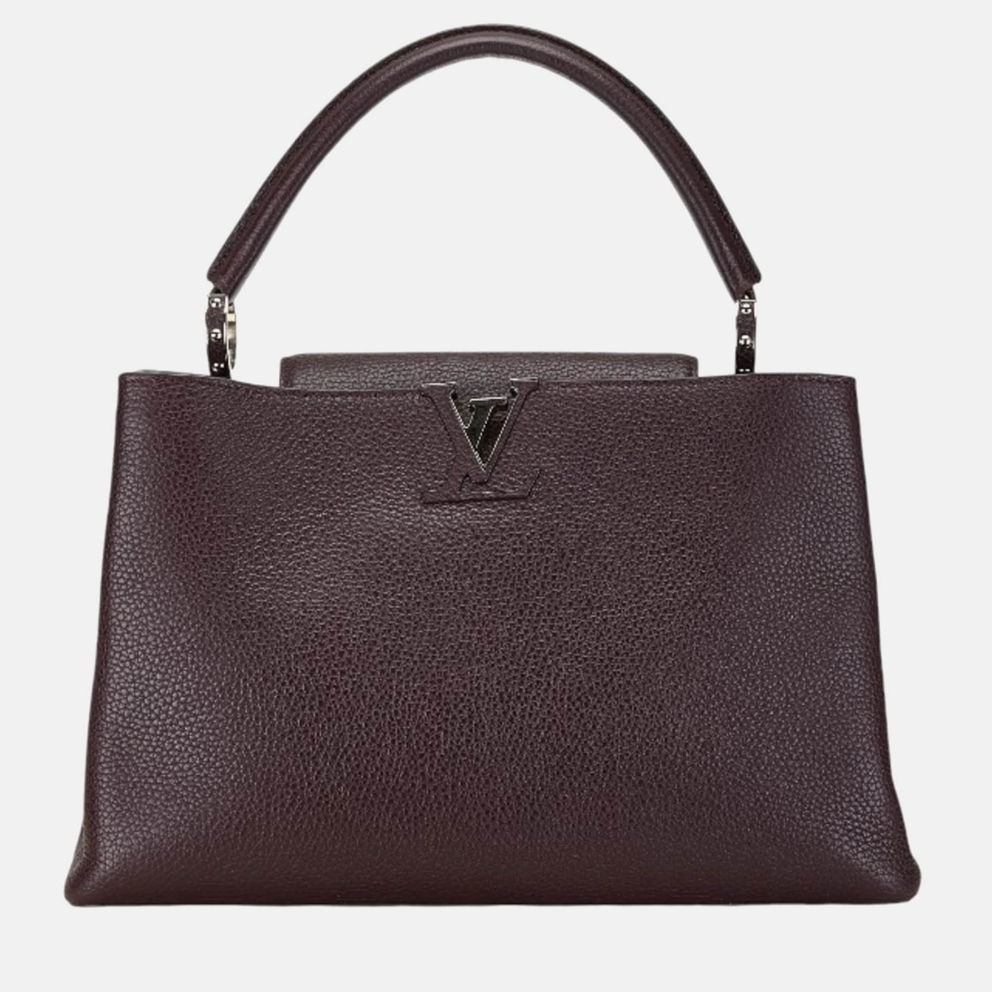 

Louis Vuitton Brown Leather MM Capucines Top Handle Bags, Purple