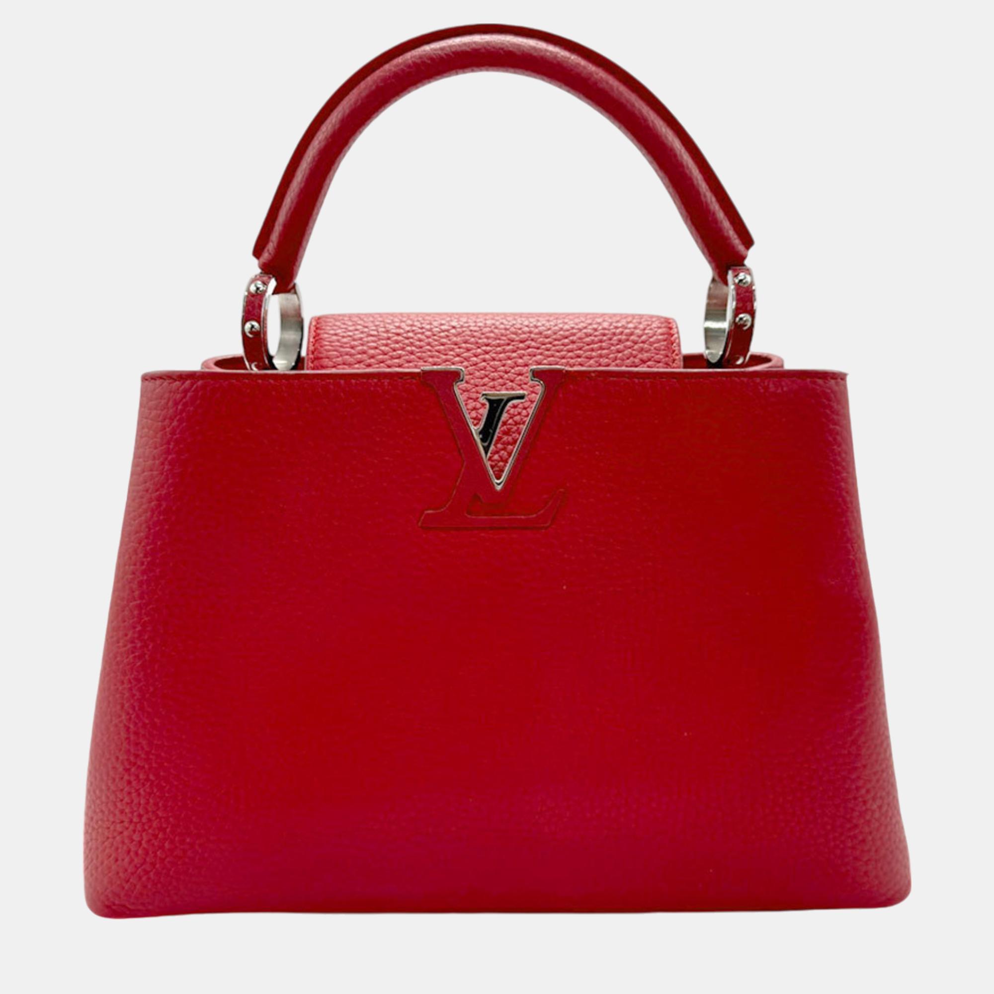

Louis Vuitton Red Leather Capucines BB Top Handle Bag