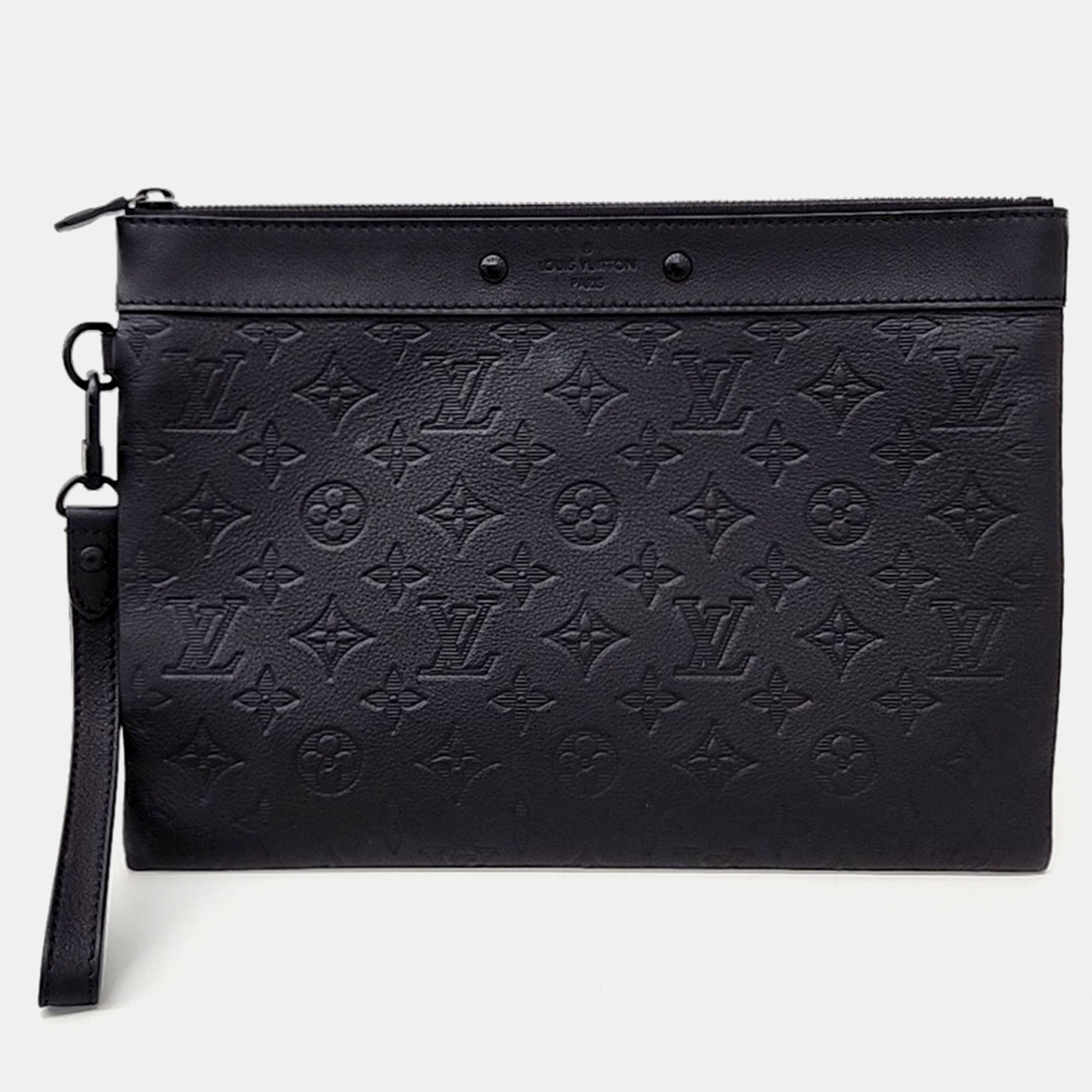 

Louis Vuitton Shadow Pochette Togo Bag, Black