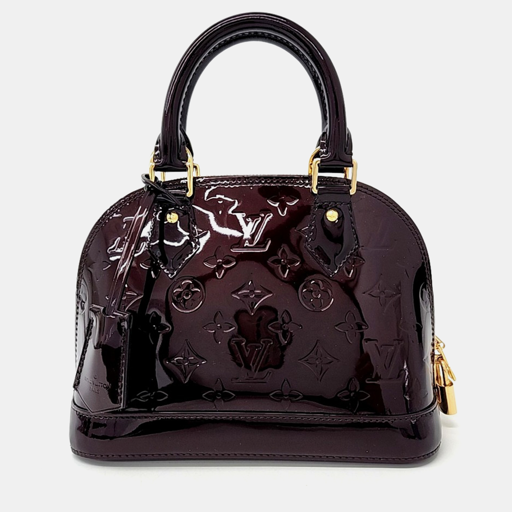 Pre-owned Louis Vuitton Vernis Alma Bb Bag In Burgundy