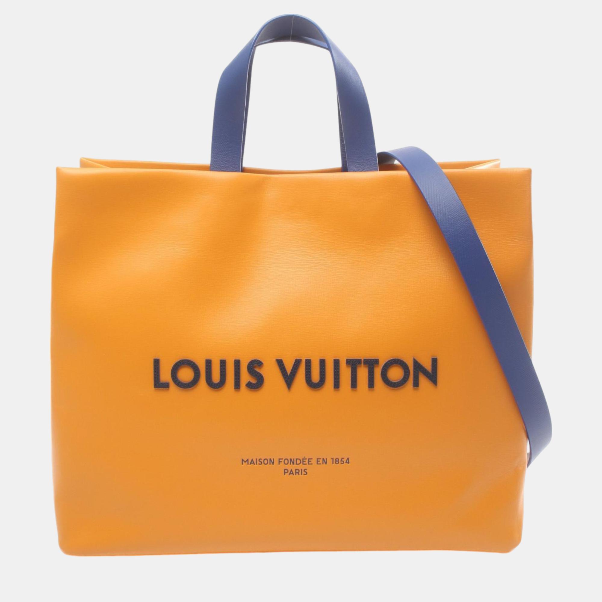 

Louis Vuitton Orange Leather MM Shopper Tote Bag