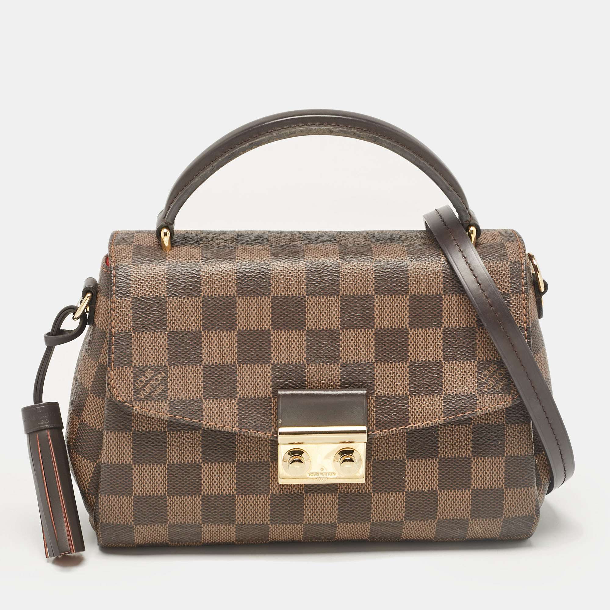 Pre-owned Louis Vuitton Damier Ebene Canvas Croisette Bag In Brown