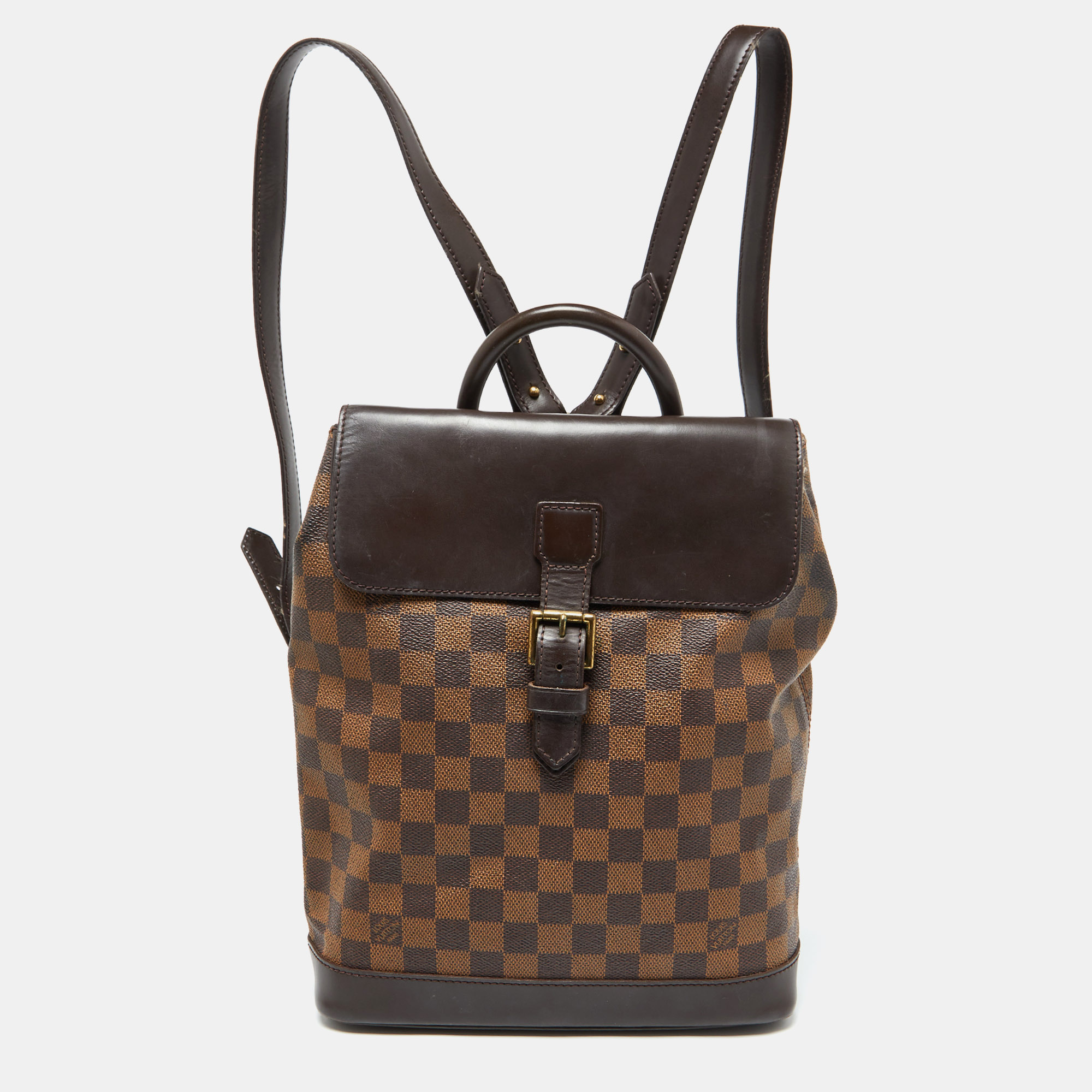 Pre-owned Louis Vuitton Damier Ebene Canvas Soho Backpack In Brown