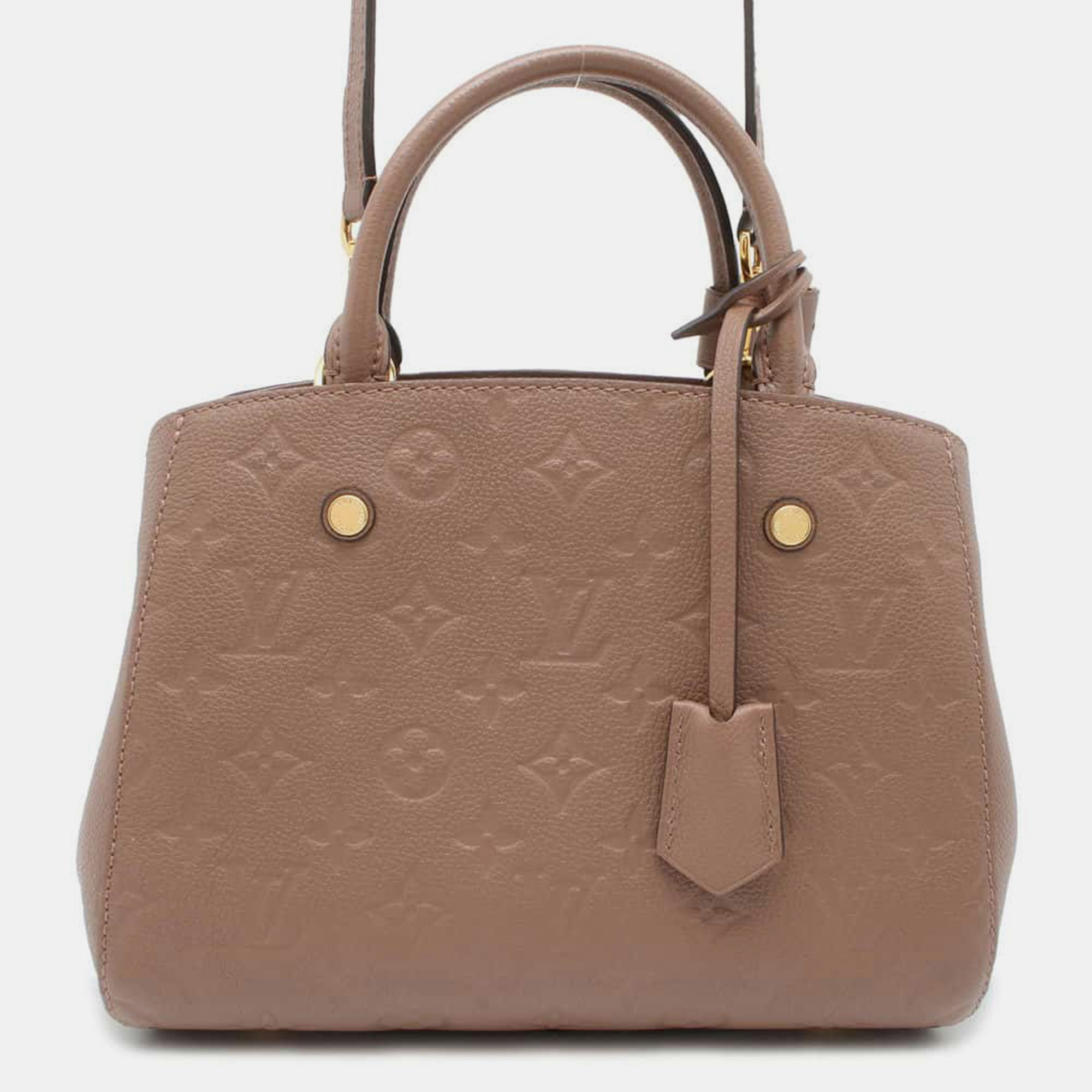 

Louis Vuitton Grey Monogram Empreinte Leather Montaigne Taupe Bag BB