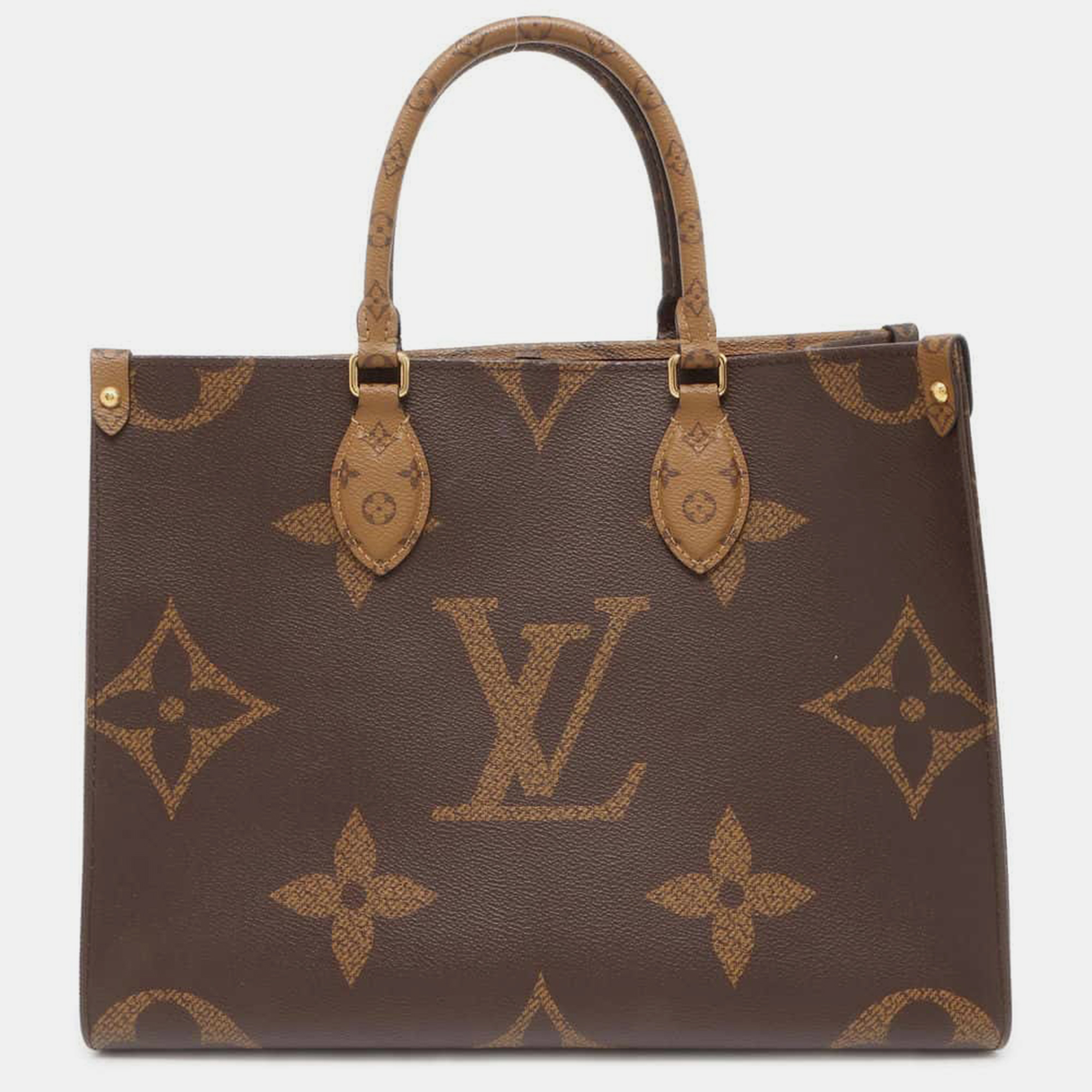 Pre-owned Louis Vuitton Red Monogram Reverse Canvas Monogram Giant Onthego Mm Bag In Brown