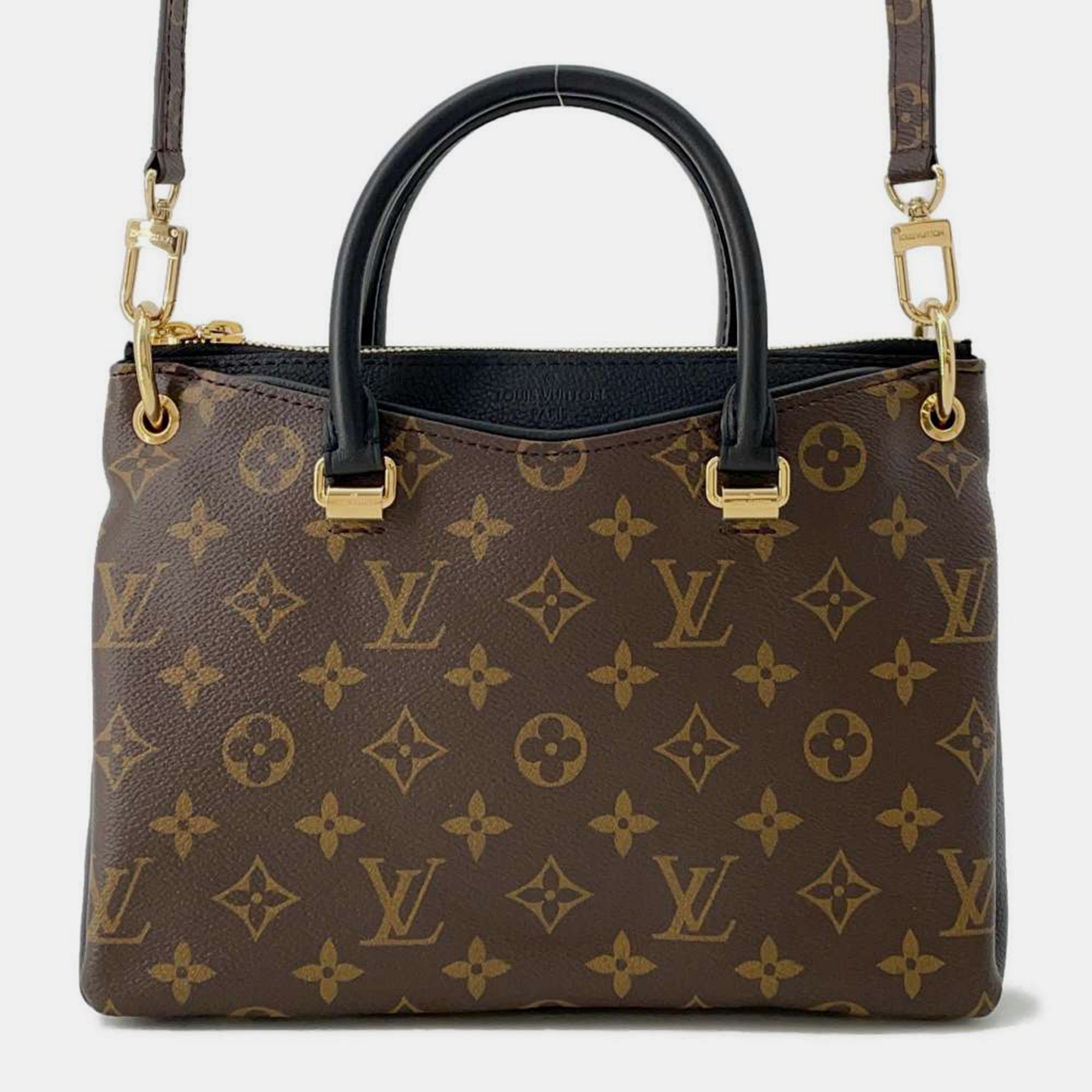 Pre-owned Louis Vuitton Noir Monogram Pallas Bb Bag In Brown