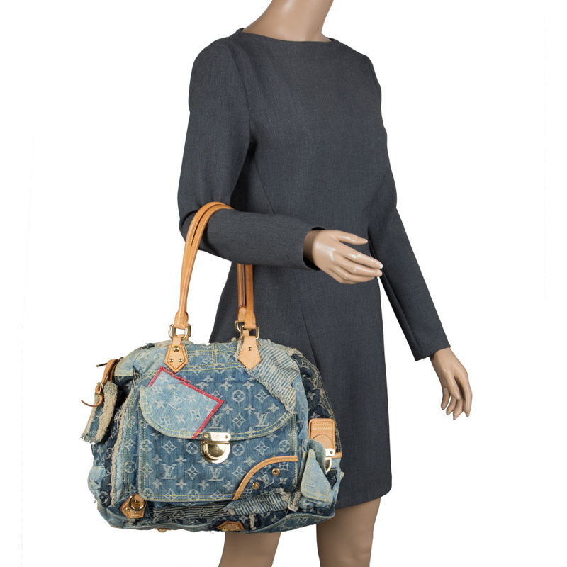 Louis Vuitton, Bags, Blue Patchwork Denim Louis Vuitton