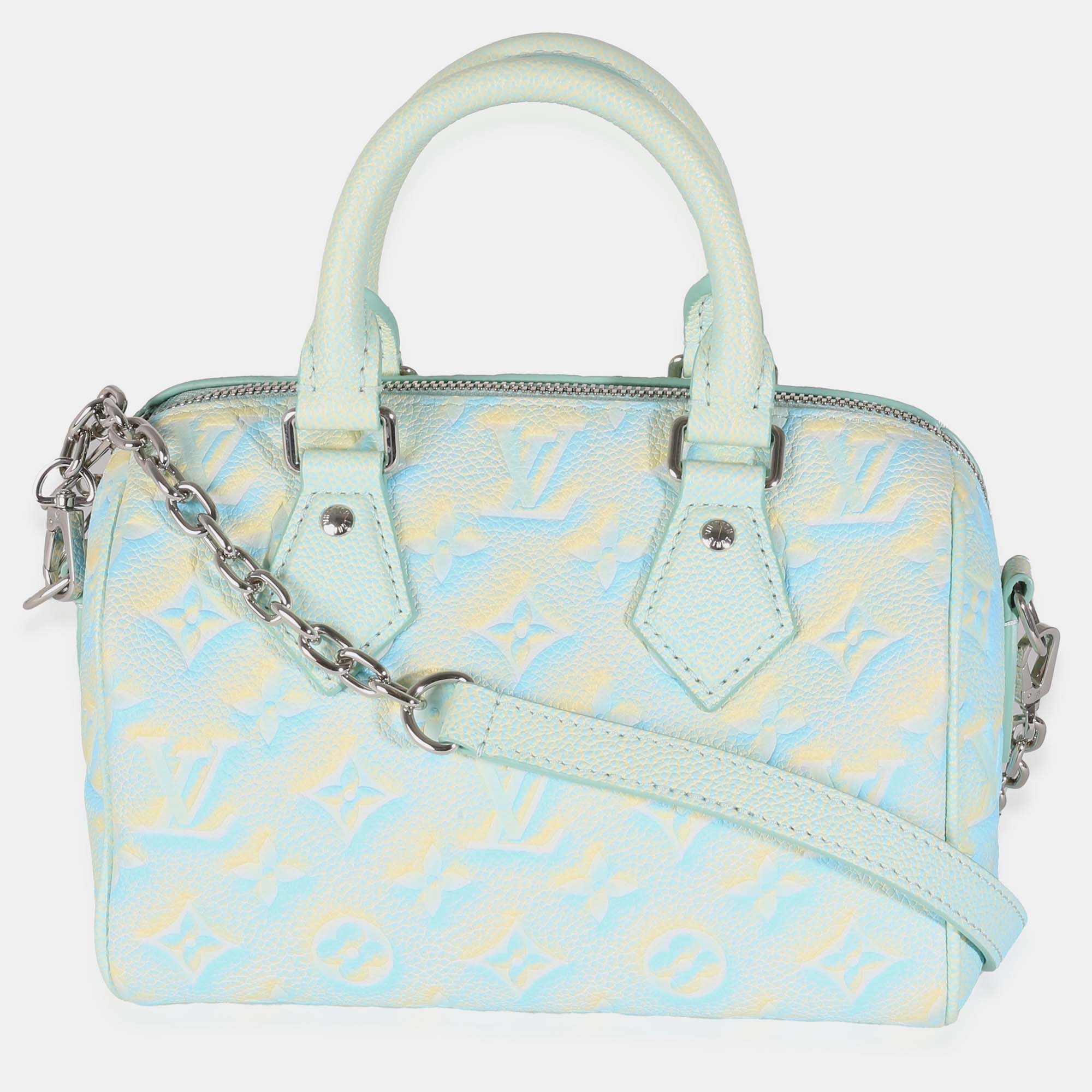 

Louis Vuitton Water Green Empreinte Monogram Summer Stardust Speedy 20 Satchel Bag, Blue