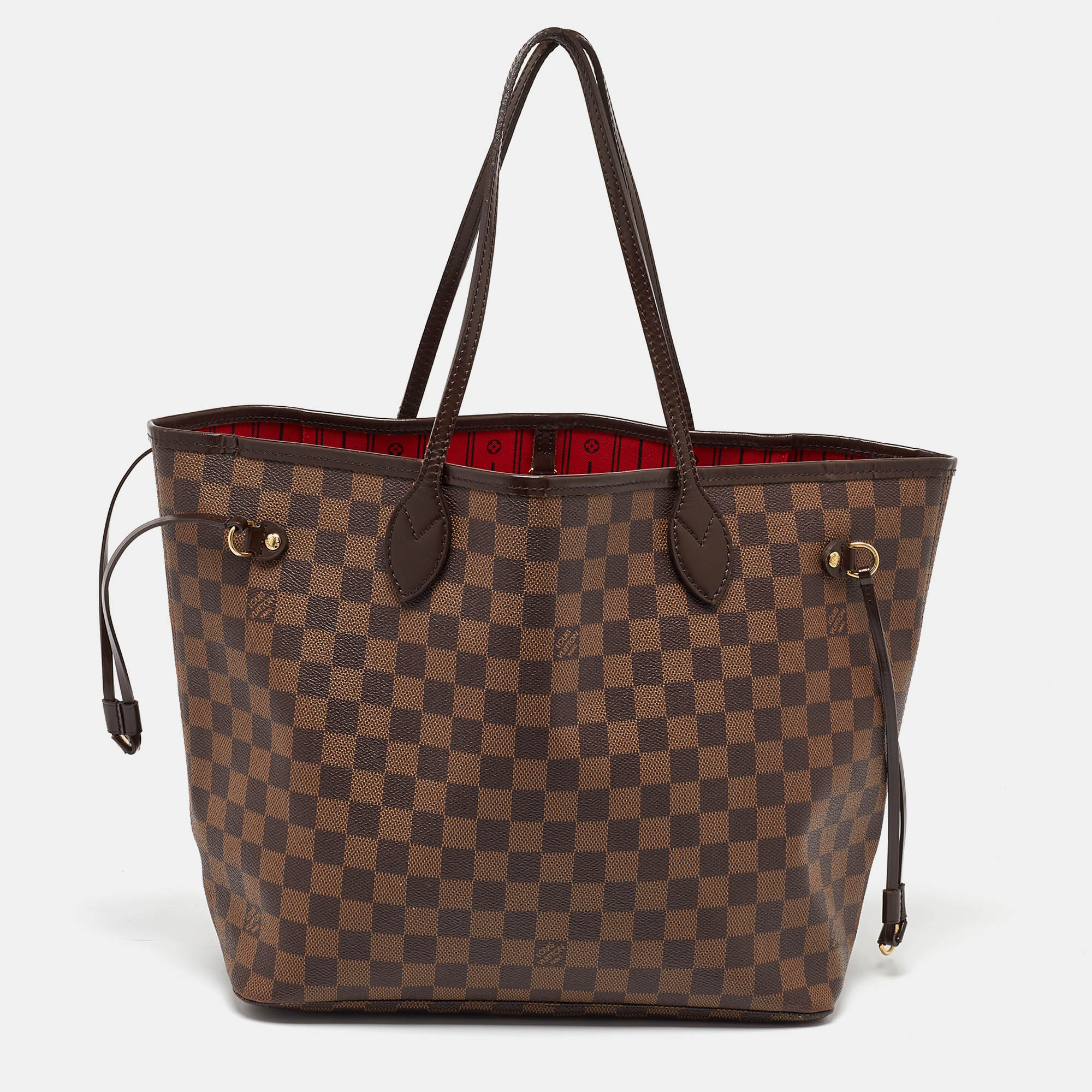 Pre-owned Louis Vuitton Damier Ebene Canvas Neverfull Mm Bag In Brown