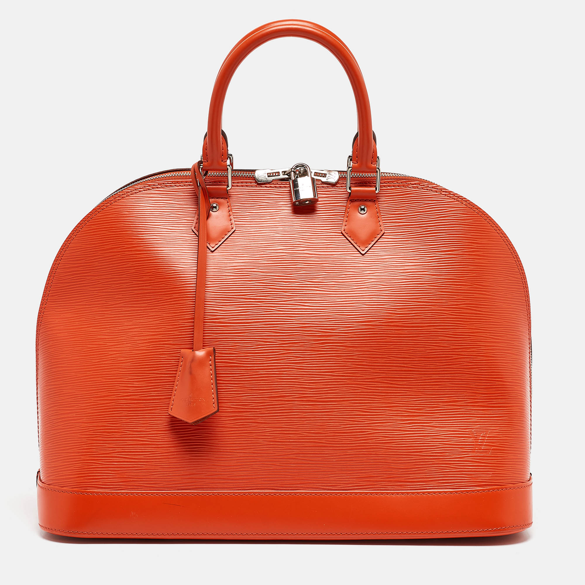 Pre-owned Louis Vuitton Piment Epi Leather Alma Gm Bag In Orange