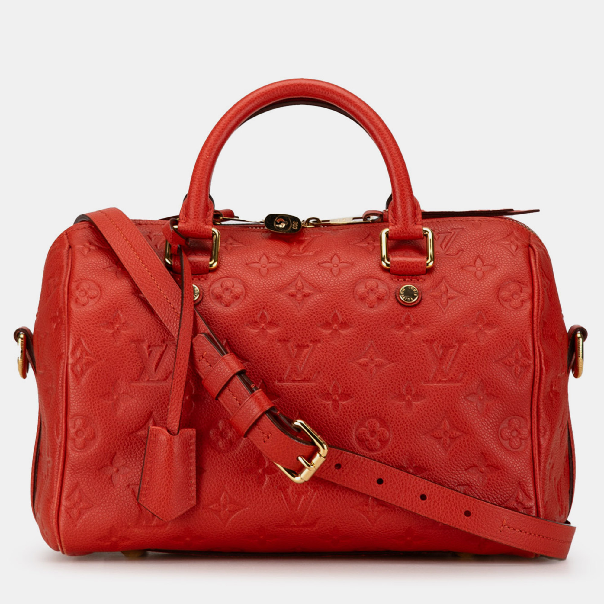 

Louis Vuitton Red Monogram Empreinte Speedy Bandouliere 25