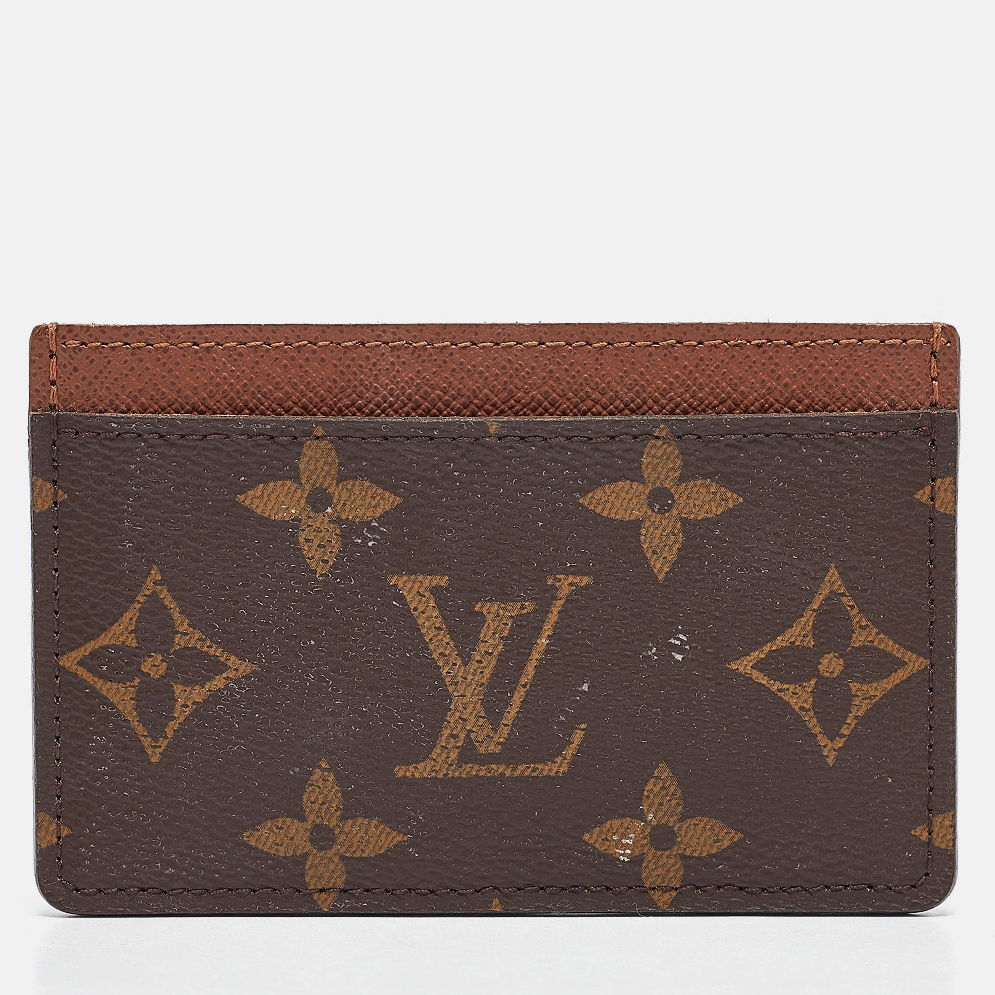 Pre-owned Louis Vuitton Armagnac Monogram Canvas Card Holder In Brown