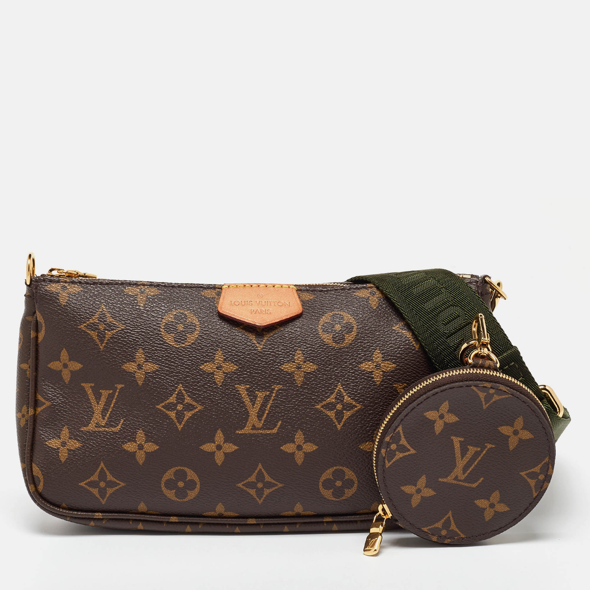 

Louis Vuitton Monogram Canvas Duo Pochette Around the World Bag, Brown