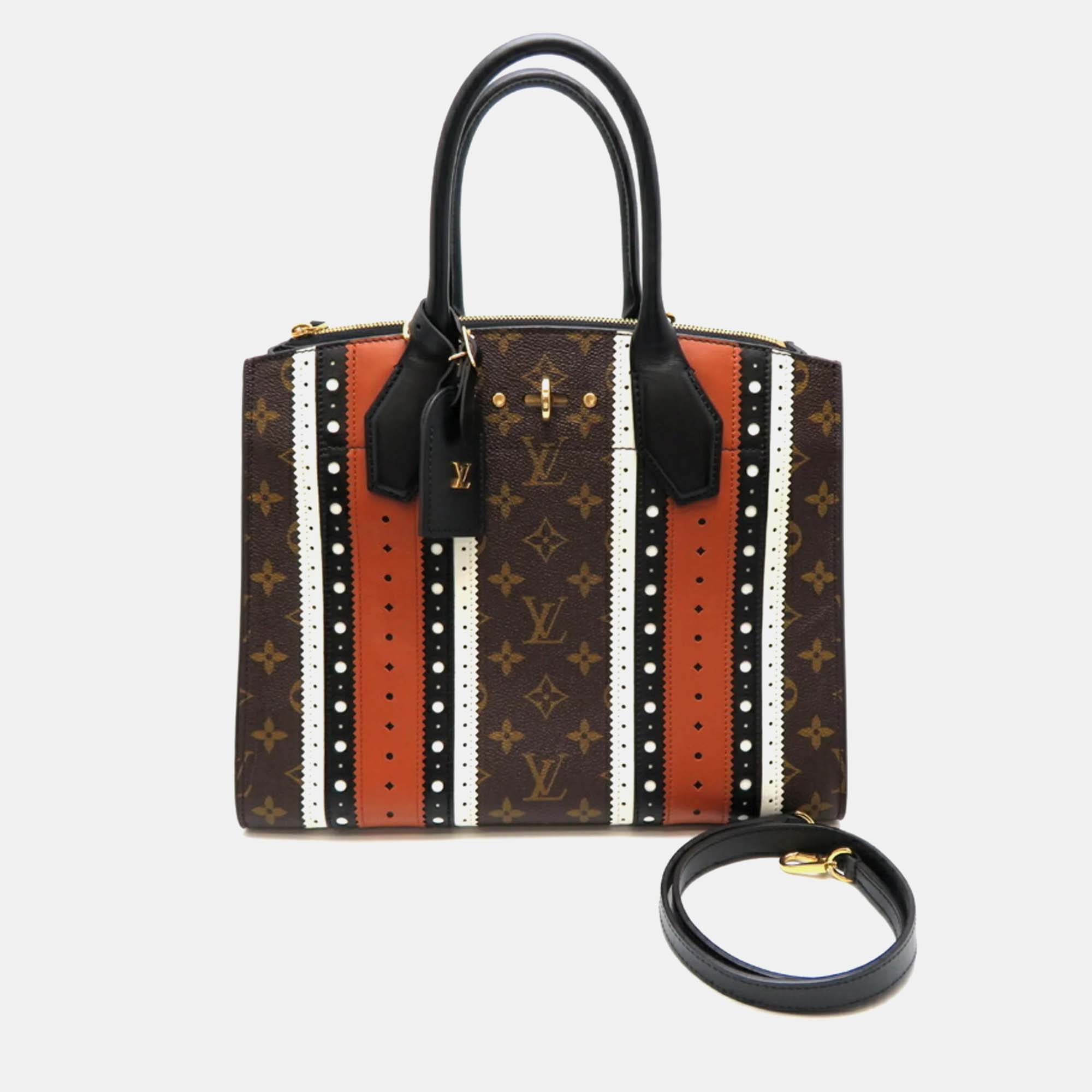 

Louis Vuitton Brown Limited Edition Brogue Monogram Canvas and Leather MM City Steamer Satchel Bag