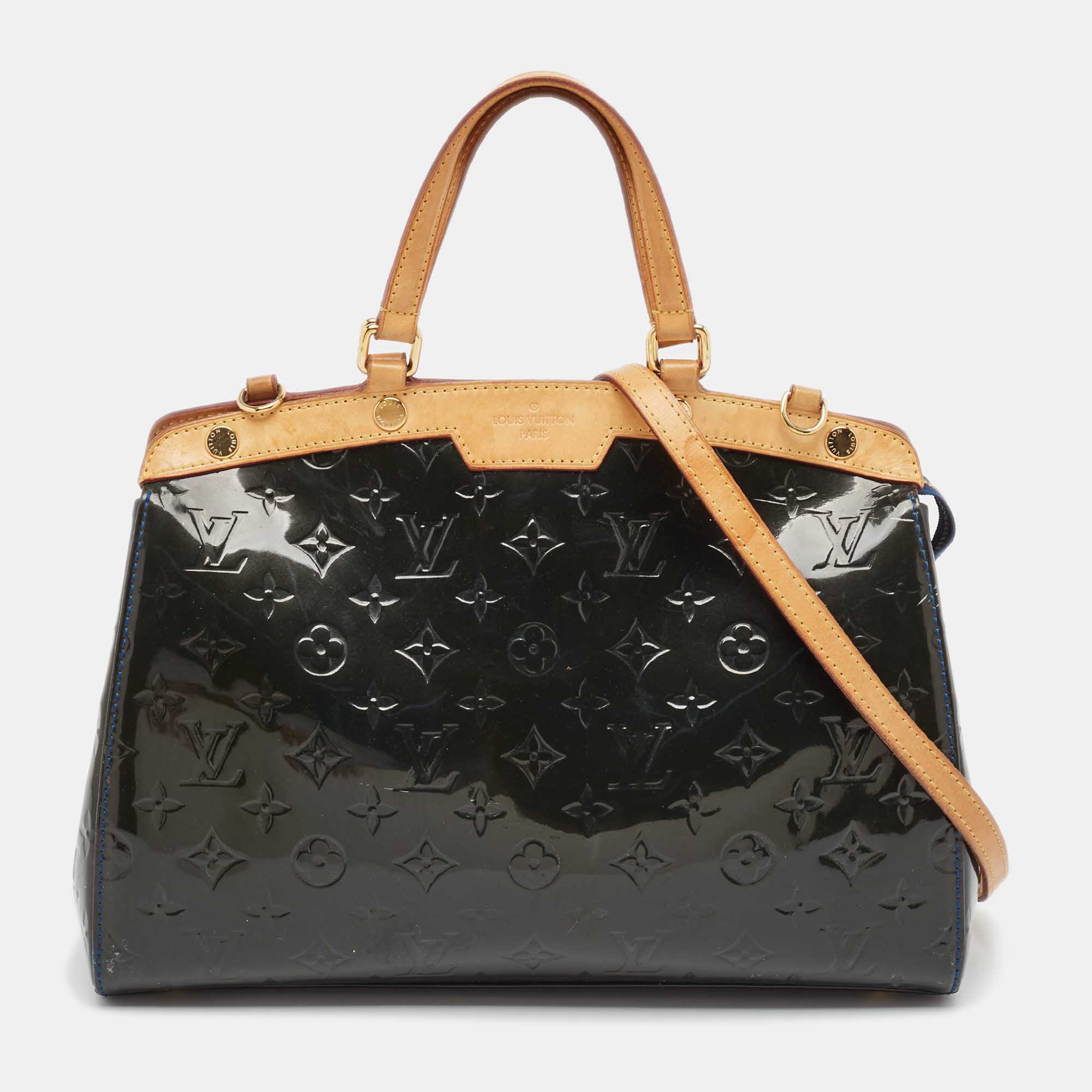 

Louis Vuitton Bleu Nuit Monogram Vernis Brea MM Bag, Blue