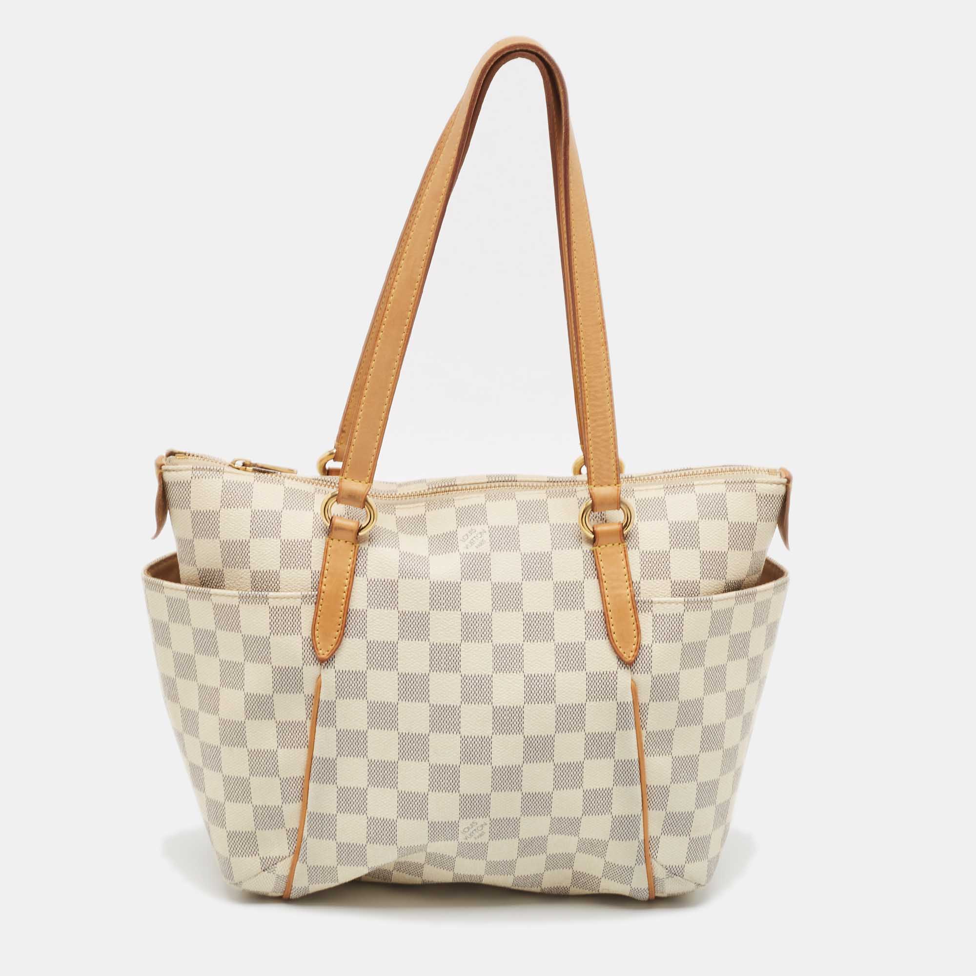 

Louis Vuitton Damier Azur Canvas and Leather Totally PM Bag, White